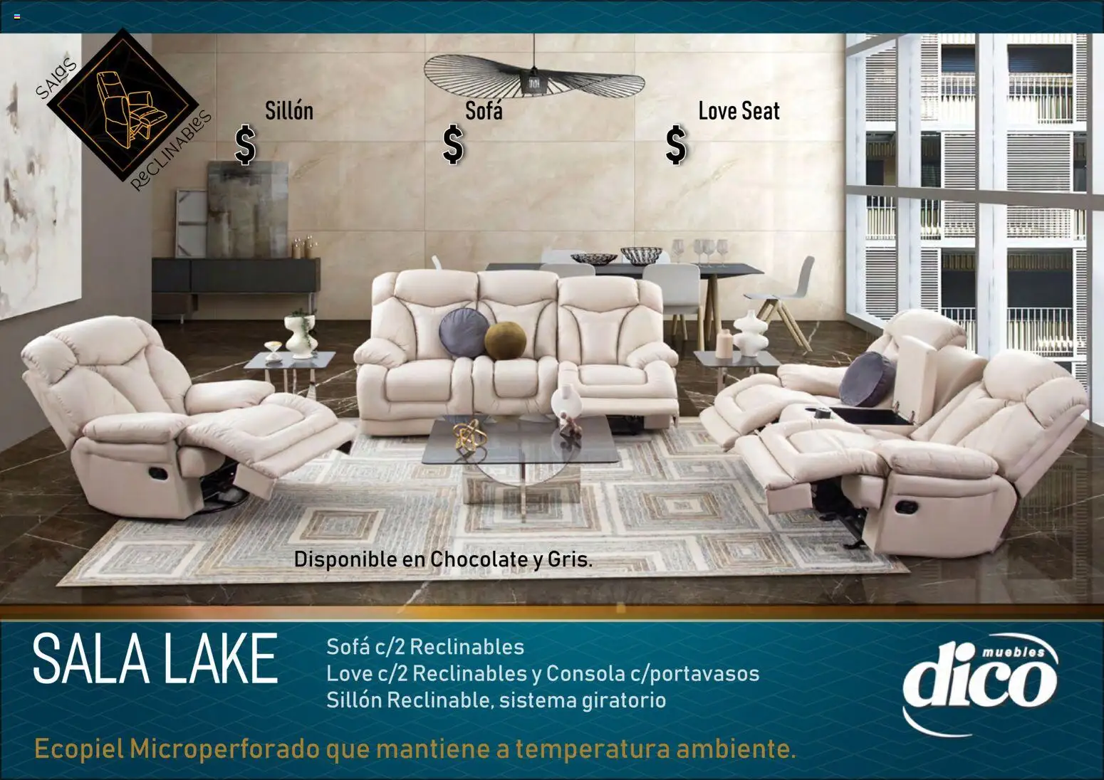 Nuevas ofertas de Muebles Dico válidas en toda la República Mexicana desde el 27.03.2026. ¡Encuentra las mejores ofertas en Muebles Dico catálogo Salas reclinables ! | Página: 17 | Productos: Sofá, Sillón, Chocolate