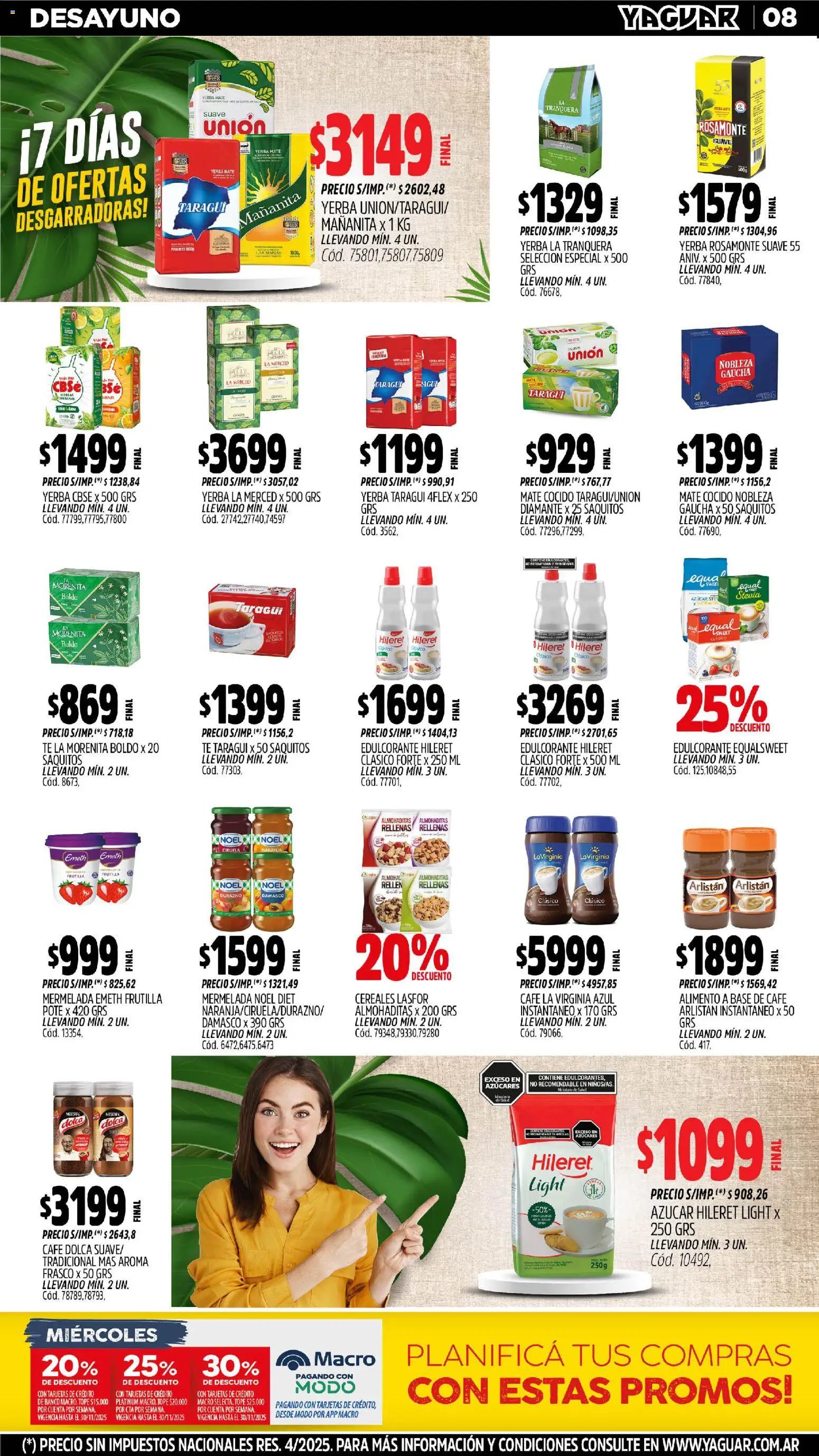 Yaguar - Trelew │ válido desde el 03.11.2025 | Página: 8 | Productos: Mate, Café, Mate cocido, Cereales