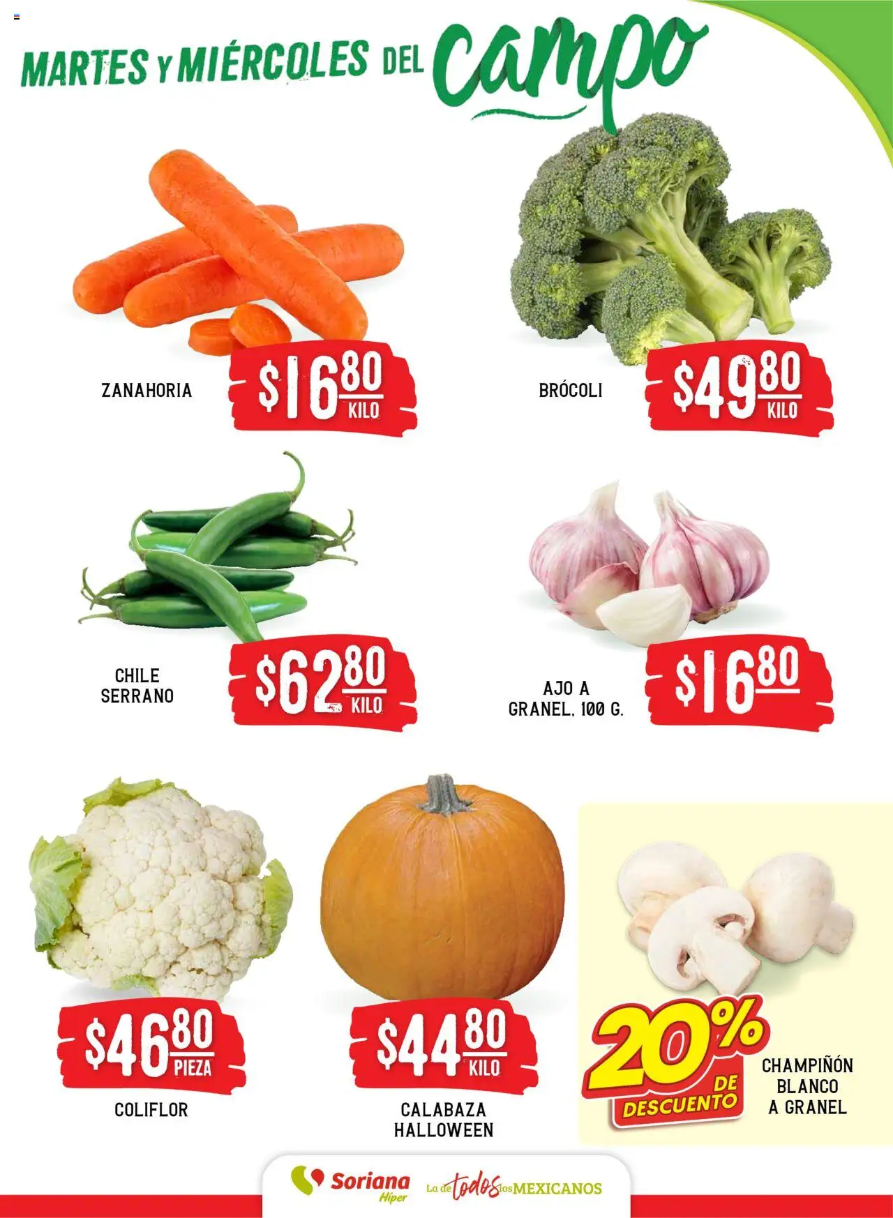 Nuevas ofertas de Soriana válidas en toda la República Mexicana desde el 07.10.2025. ¡Encuentra las mejores ofertas en Soriana - Martes y Miércoles del Campo Híper: Tijuana, Mexicali, Ensenada, San Luis Río Colorado y Tecate! | Página: 3 | Productos: Brocoli, Coliflor, Ajo, Zanahoria