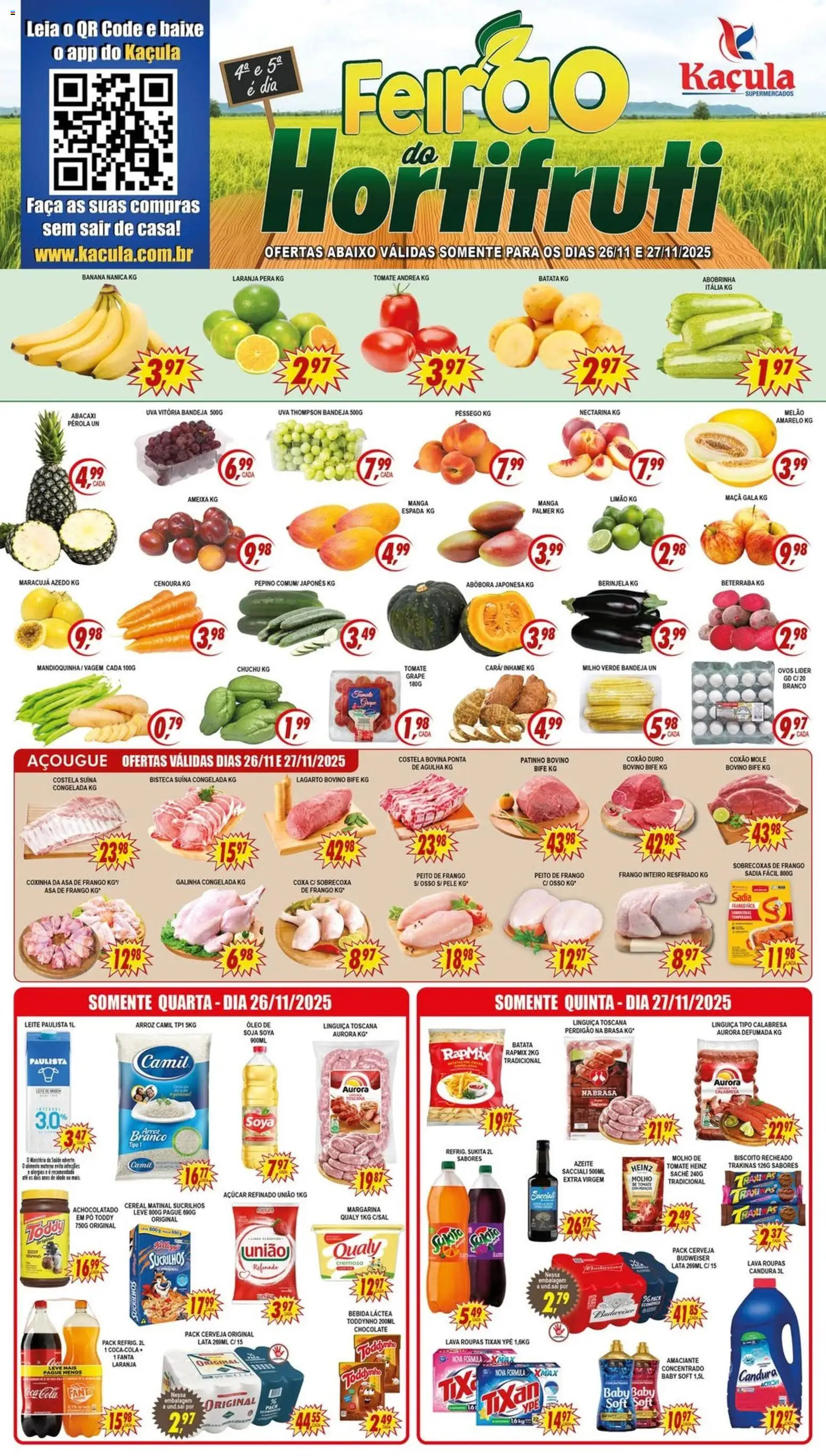 Kaçula Folheto - válido de 26.11.2025 | Página: 1 | Produtos: Melão, Leite, Arroz, Frango