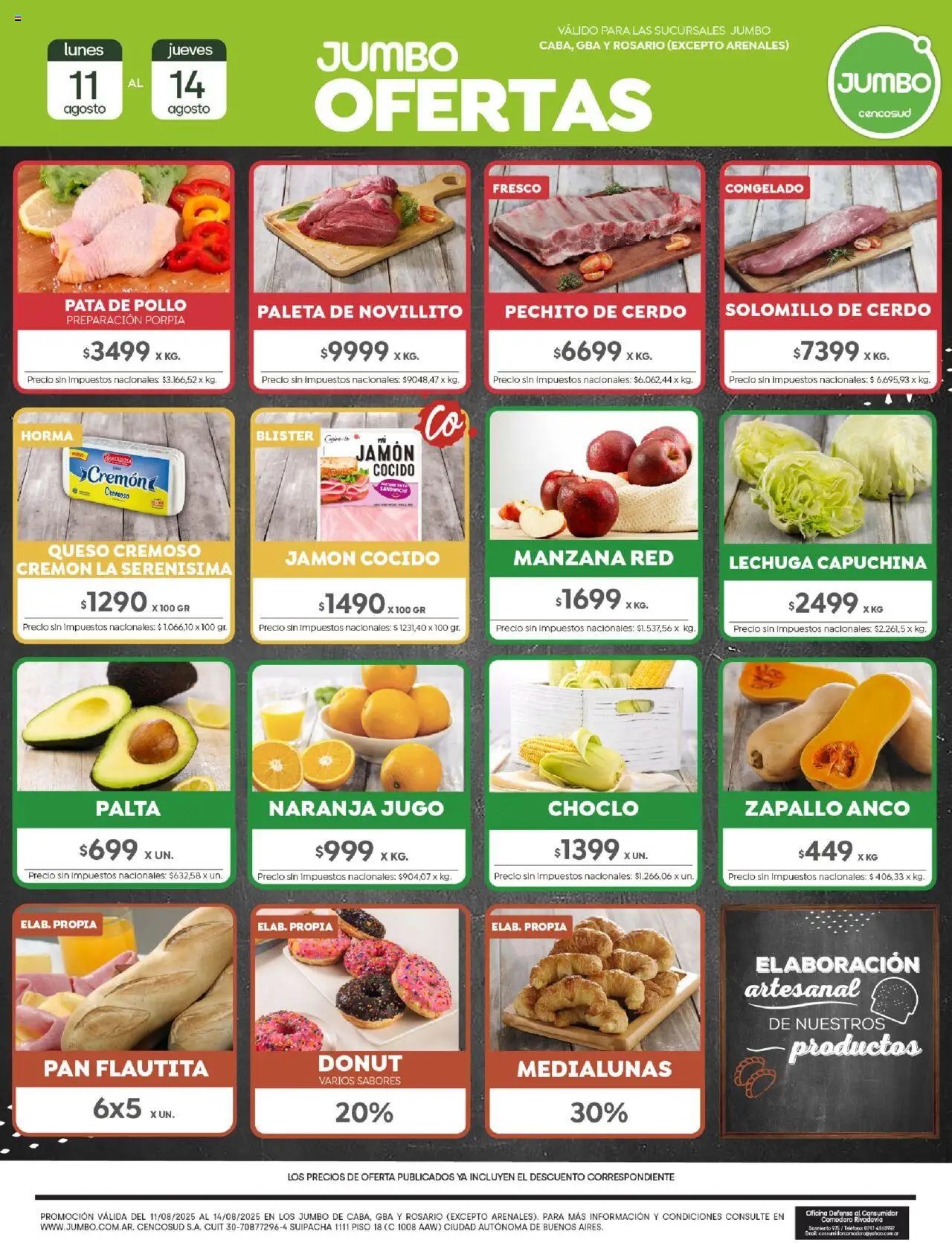 Jumbo ofertas │ válido desde el 11.08.2025 | Página: 1 | Productos: Jamón cocido, Lechuga, Jamón, Jugo