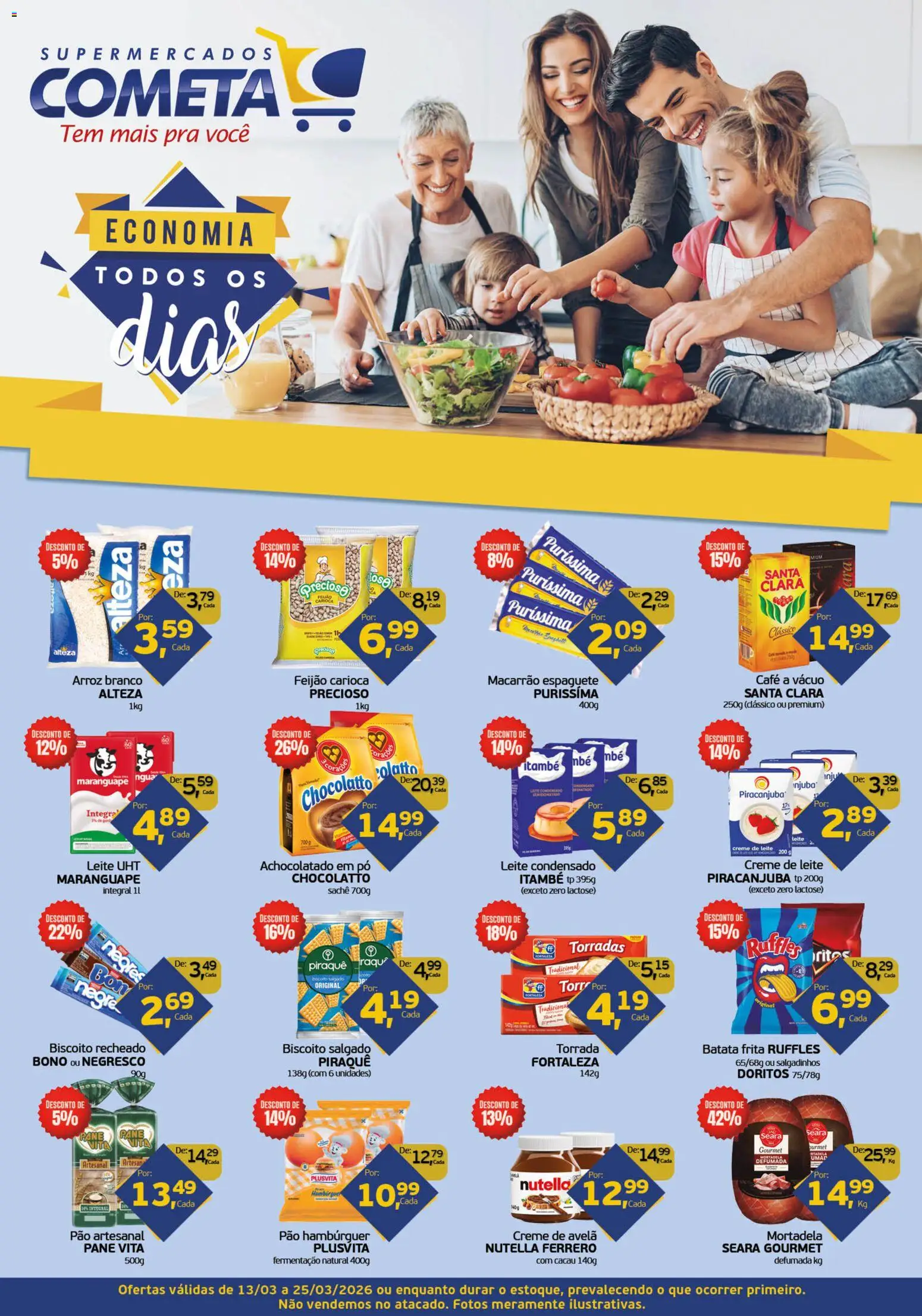 Cometa Supermercados Folheto - válido de 13.03.2026 | Página: 1 | Produtos: Pó, Pão, Café, Hambúrguer