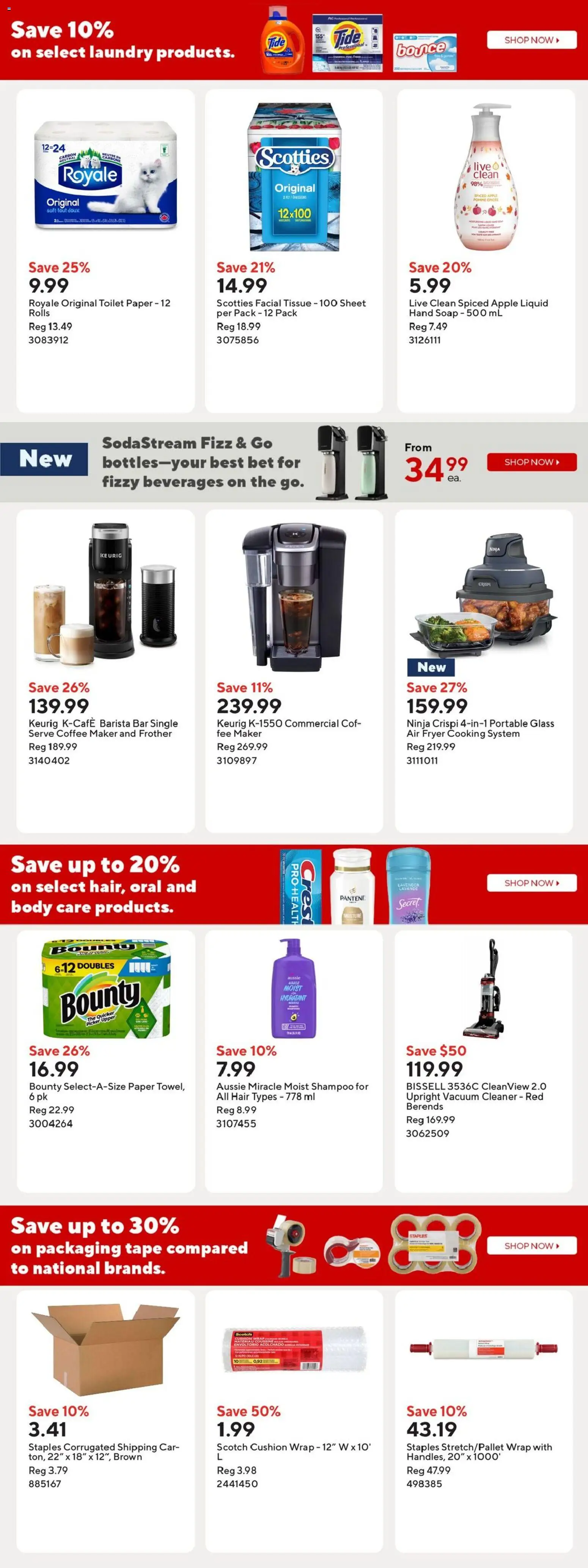 Staples flyer valid from 01.01.2026 | Page: 15 | Products: Coffee maker, Vacuum cleaner, Shampoo, Coffee