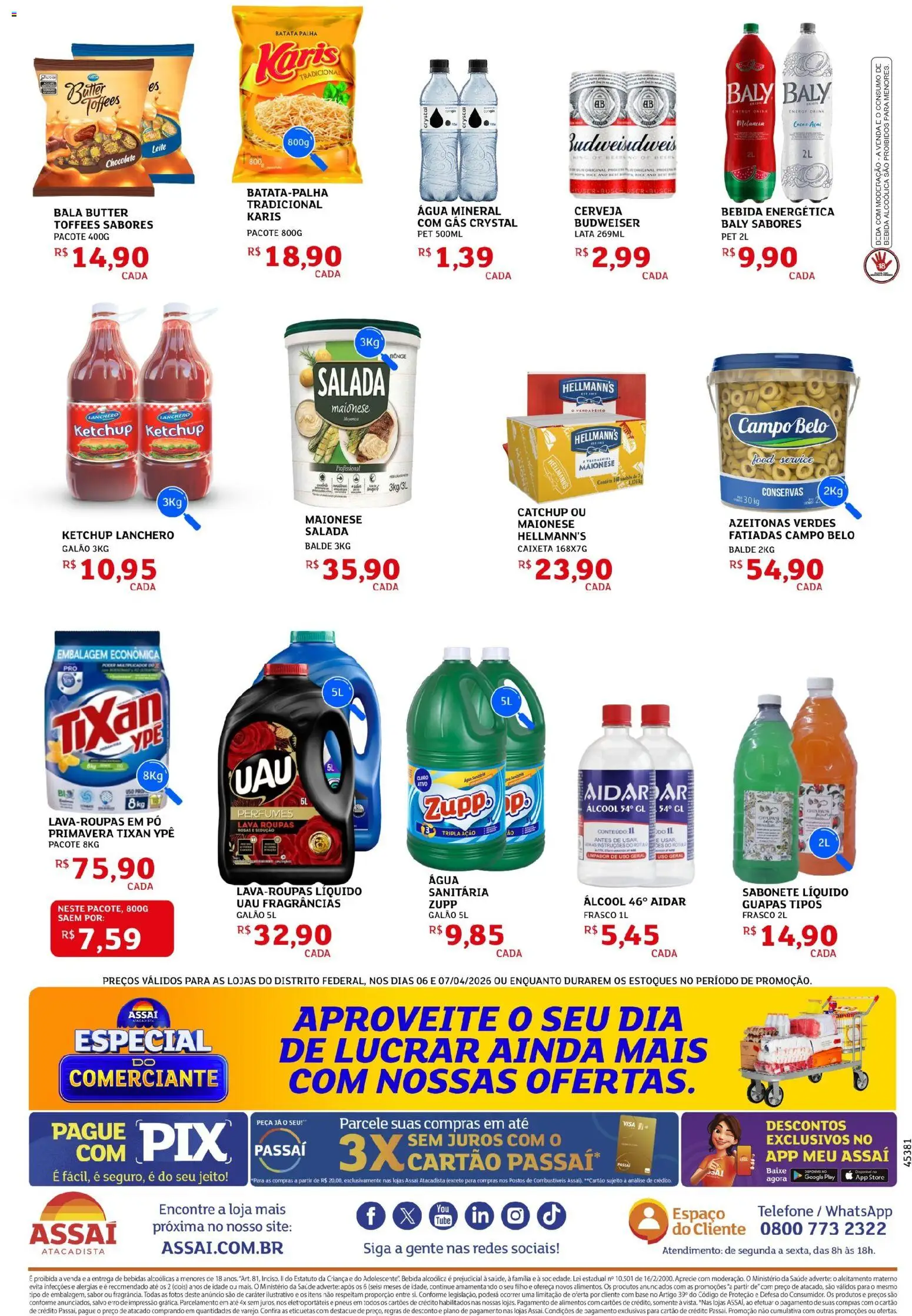 Assaí Atacadista Folheto - válido de 06.04.2026 | Página: 2 | Produtos: Chocolate, Ketchup, Batata palha, Telefone