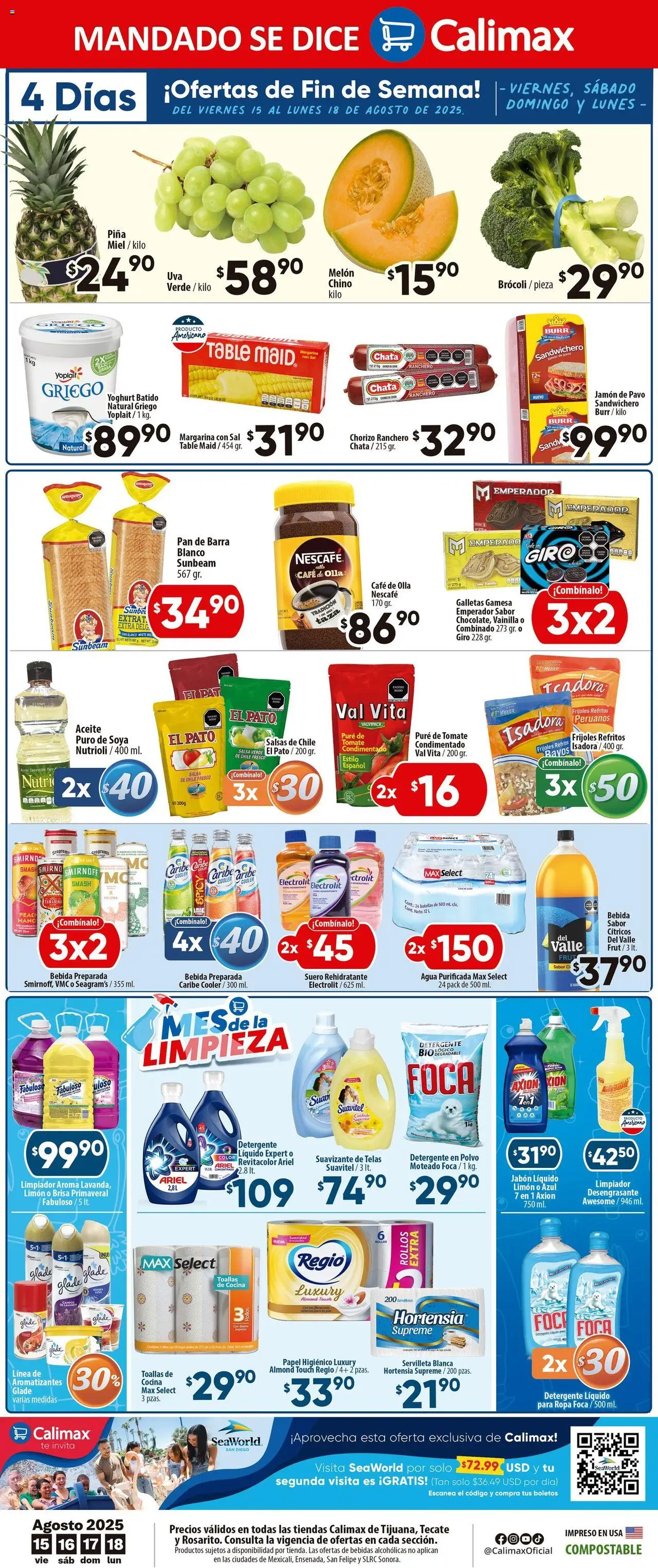 Nuevas ofertas de Calimax válidas en toda la República Mexicana desde el 15.08.2025. ¡Encuentra las mejores ofertas en Calimax - Folleto Tijuana! | Página: 6 | Productos: Sal, Limón, Desengrasante, Jabón