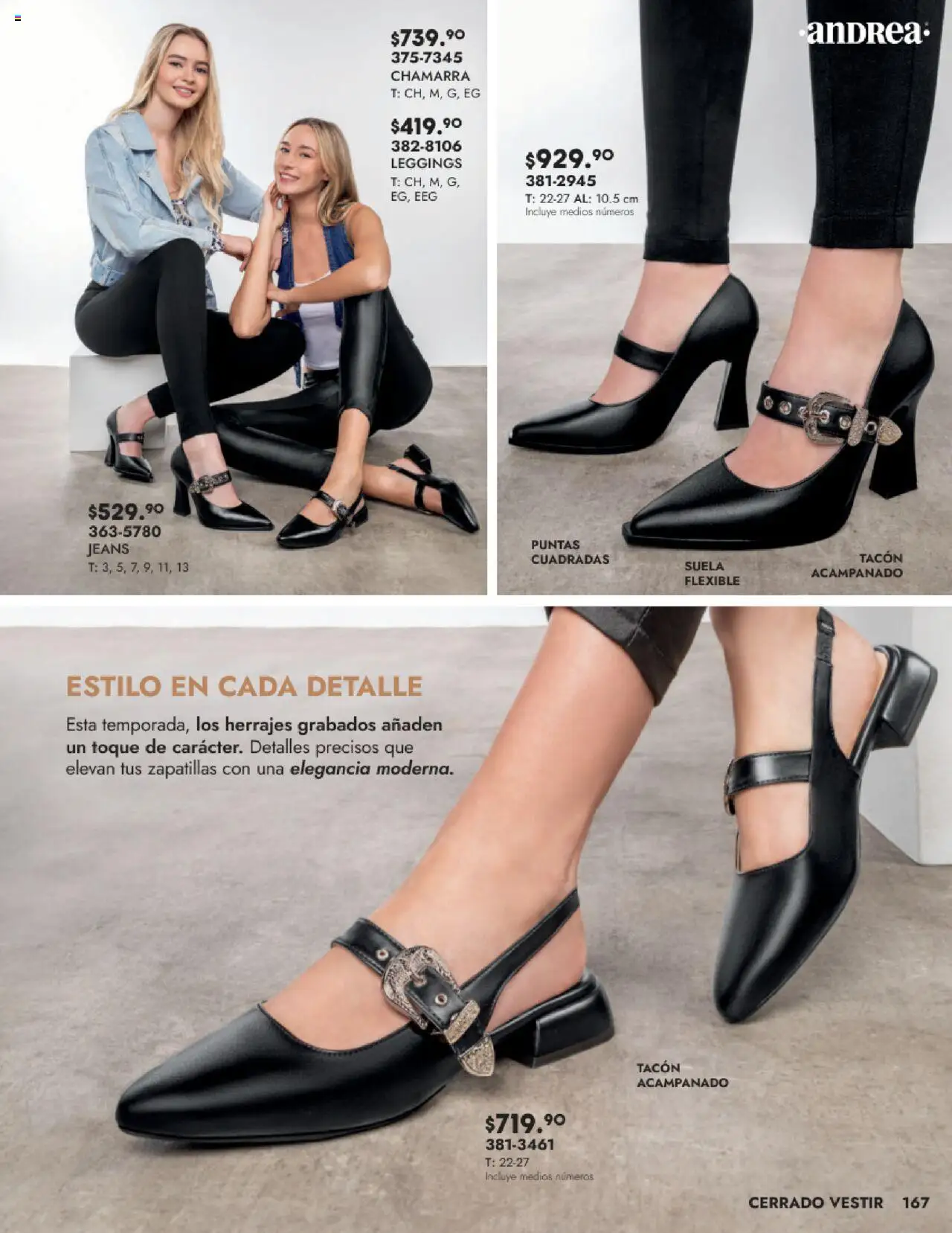 Nuevas ofertas de Andrea válidas en toda la República Mexicana desde el 24.08.2025. ¡Encuentra las mejores ofertas en Andrea - Catálogo Calzado Dama! | Página: 167 | Productos: Leggings, Chamarra, Flexible, Zapatillas