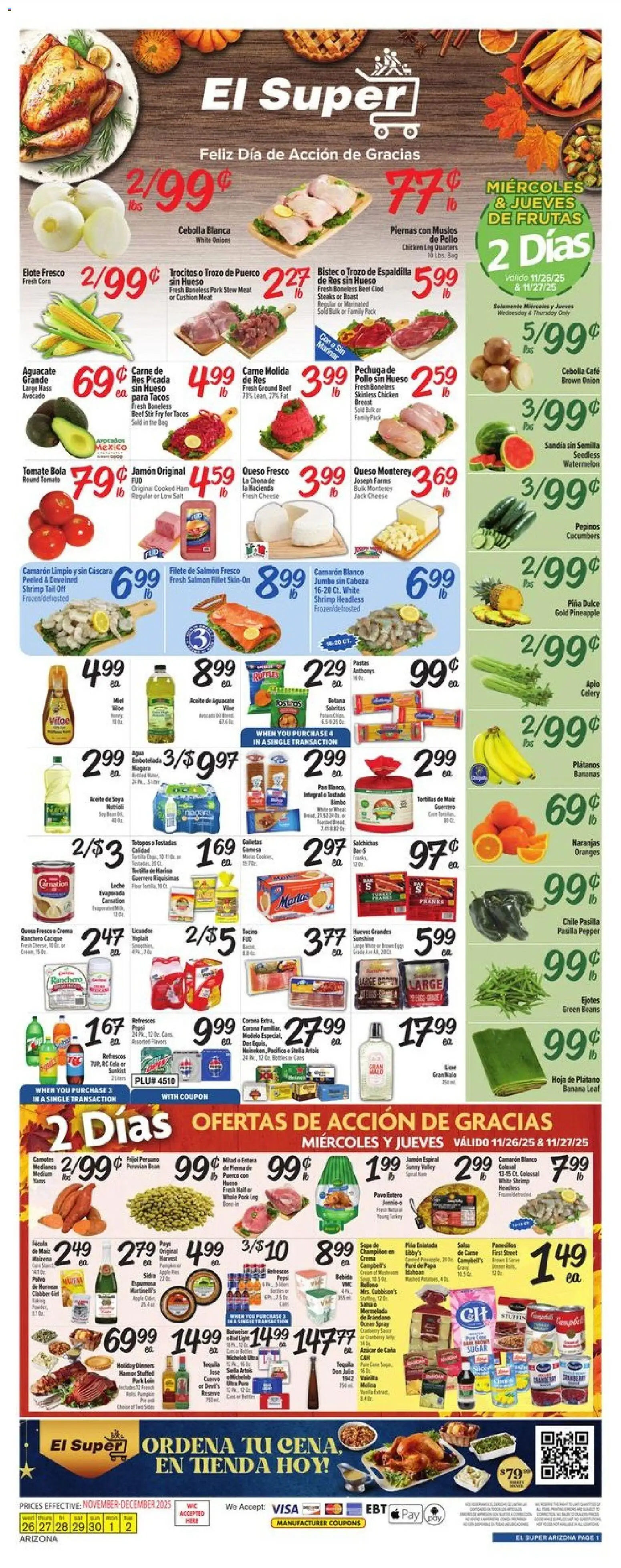 El Super Weekly Ad - AK - valid from 26.11.2025 | Page: 1 | Products: Oranges, Pineapple, Pepper, Watermelon