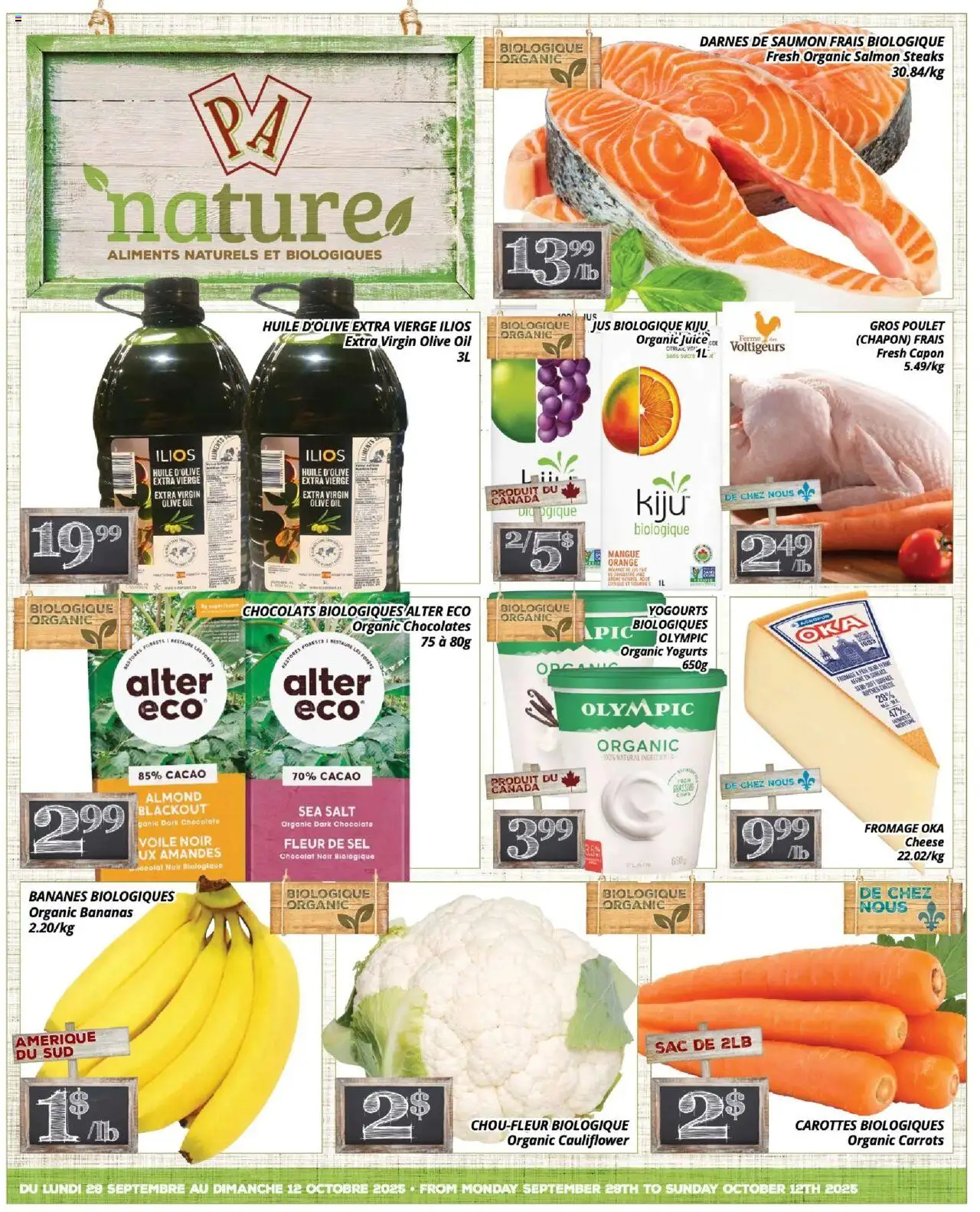 Pa Supermarché flyer valid from 29.09.2025 | Page: 1 | Products: Cheese, Oil, Chocolate, Juice