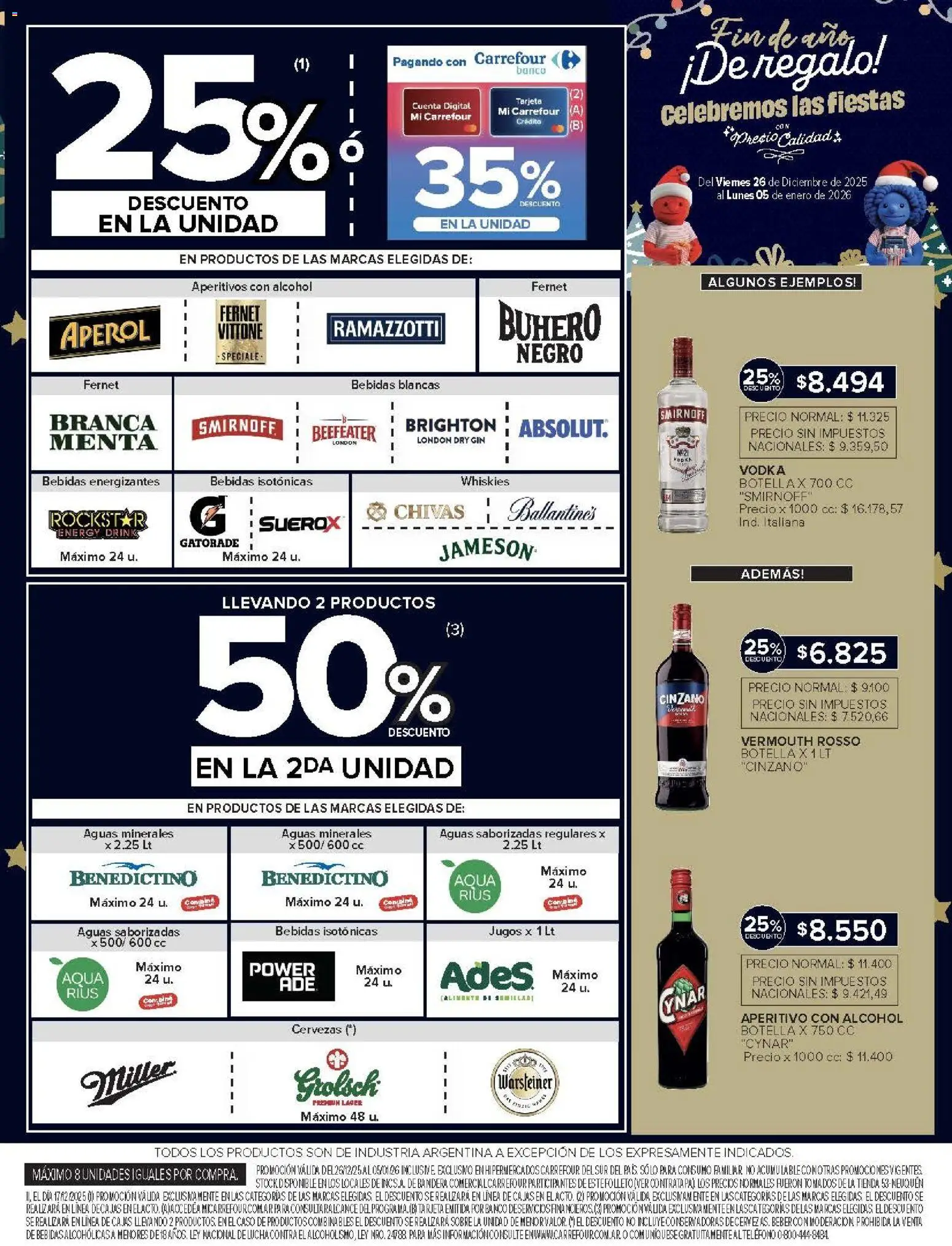 Carrefour ofertas │ válido desde el 26.12.2025 | Página: 9 | Productos: Teléfono, Botella, Sobre, Gin