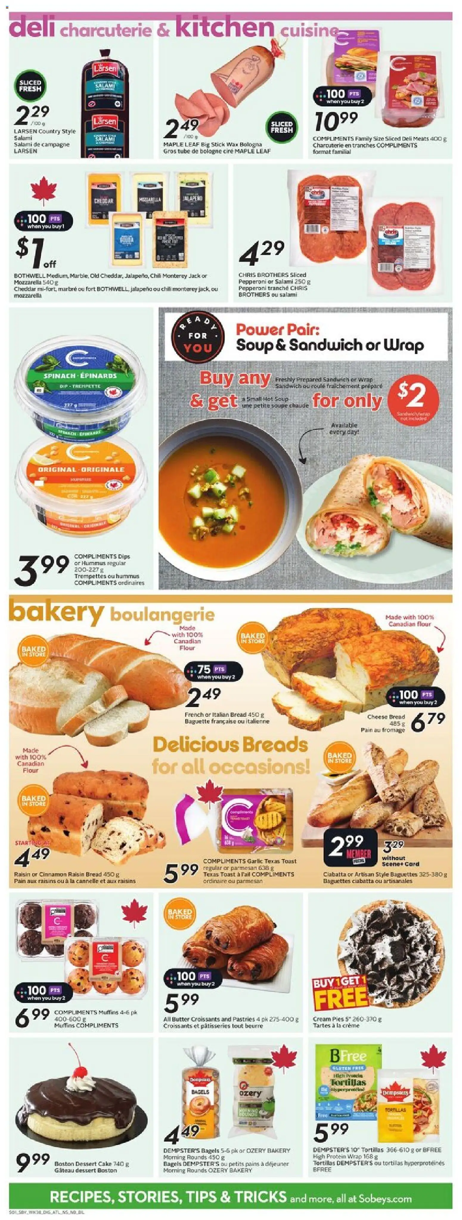 Sobeys flyer valid from 15.01.2026 | Page: 9 | Products: Bakery, Butter, Cheese, Bread