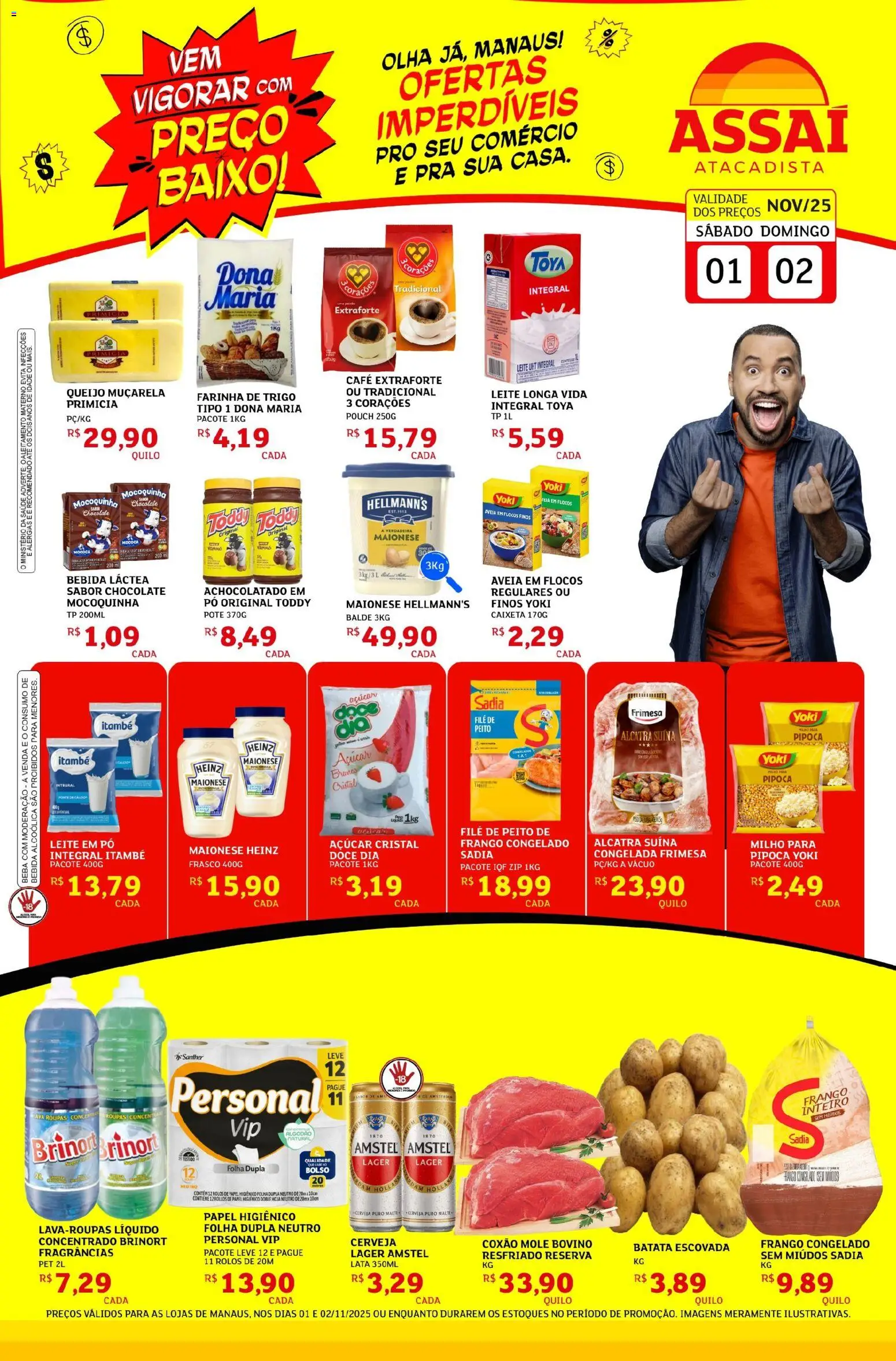 Assaí Atacadista Folheto - válido de 01.11.2025 | Página: 1 | Produtos: Alcatra, Queijo, Aveia, Maionese