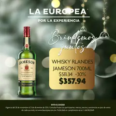 Vista previa de La Europea catálogo Whisky , nuevo folleto de la tienda, válido en México a partir del 28.11.2025 | Página: 3 | Productos: Whiskey, Whisky
