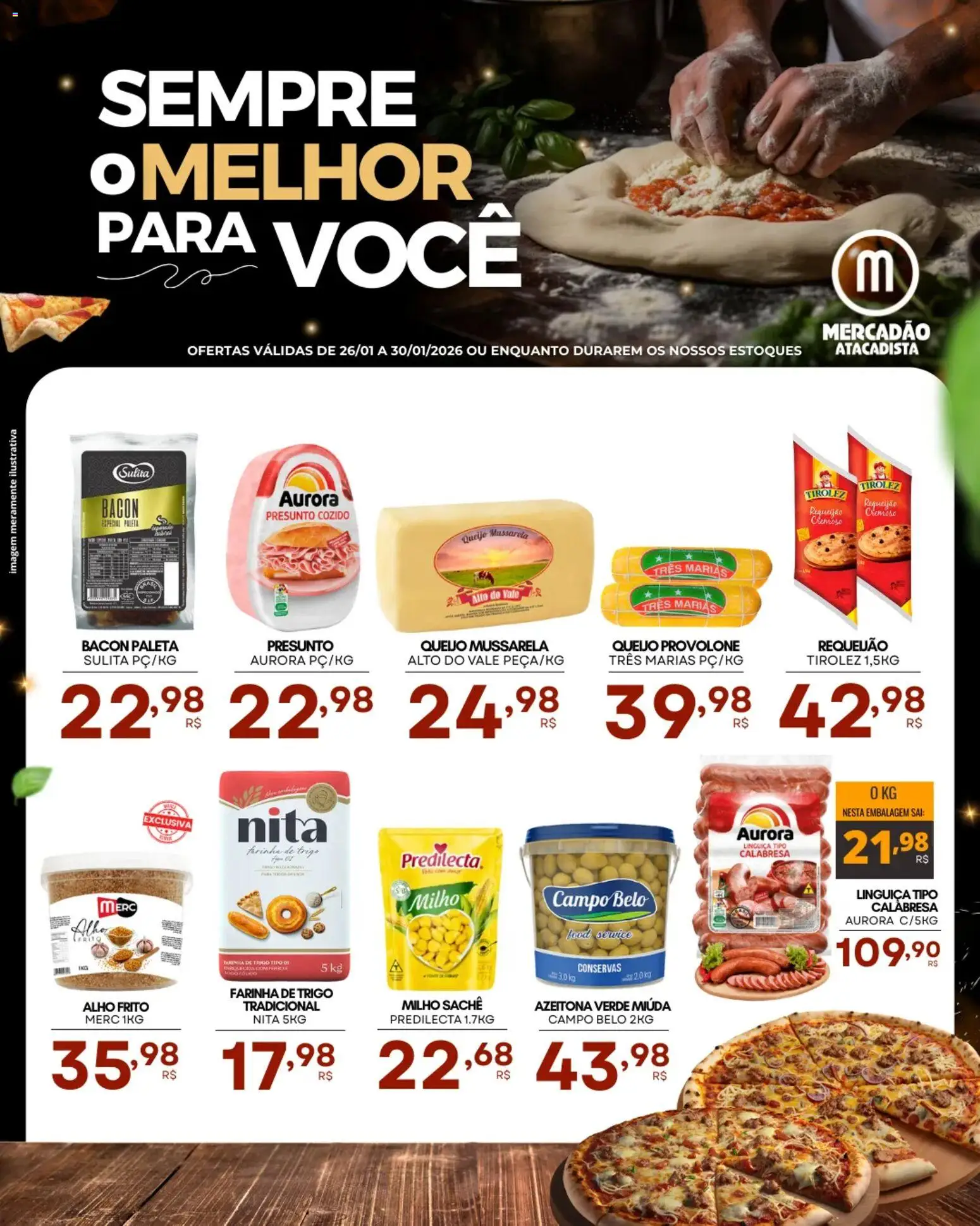 Mercadão Atacadista Folheto - válido de 26.01.2026 | Página: 1 | Produtos: Linguiça, Presunto, Requeijão, Mussarela