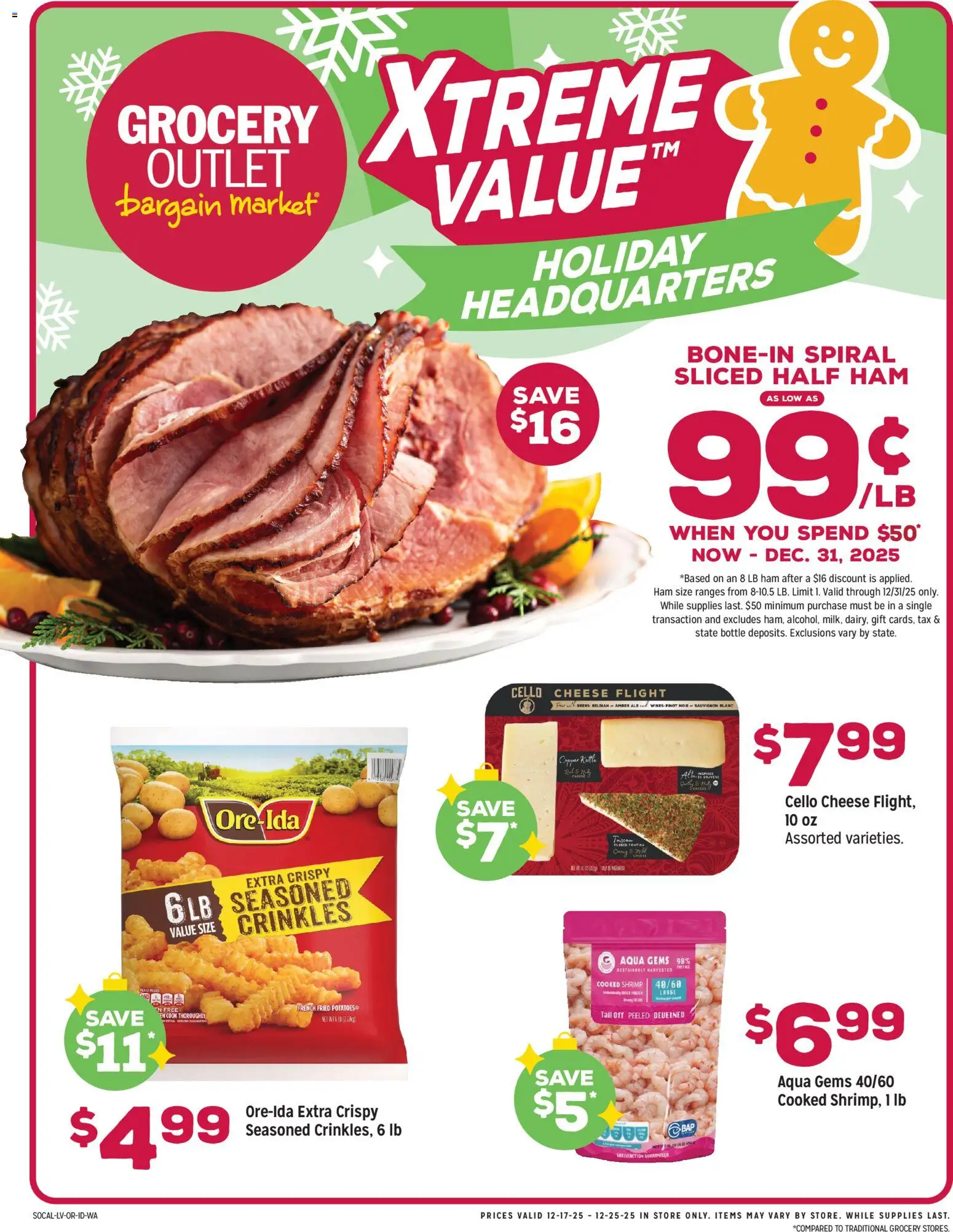 Grocery Outlet Weekly Ad - WA - valid from 17.12.2025 | Page: 1 | Products: Cheese, Ham, Potatoes, Kettle