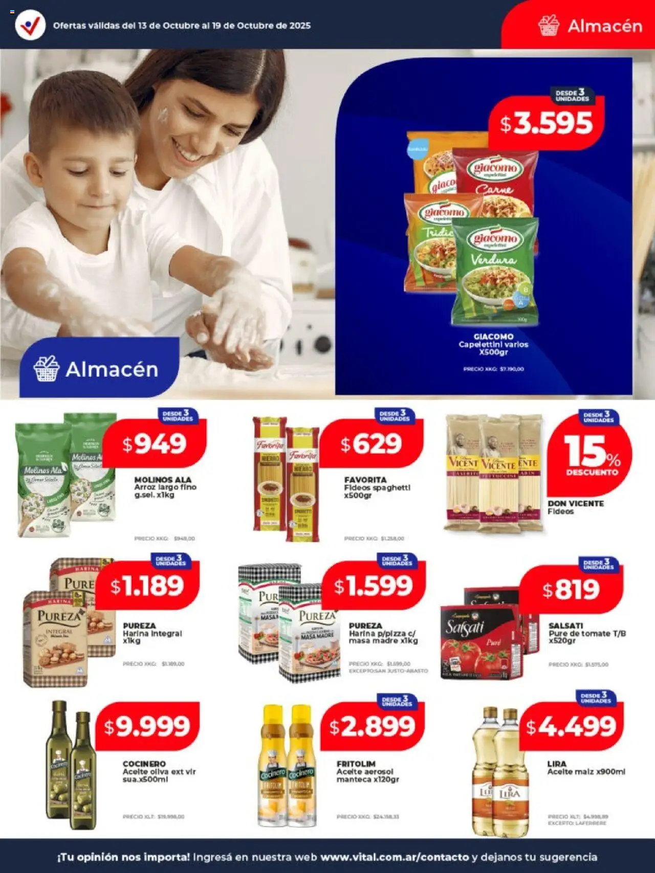 Vital - Ofertas - Avellaneda │ válido desde el 13.10.2025 | Página: 13 | Productos: Oliva, Manteca, Arroz, Fideos