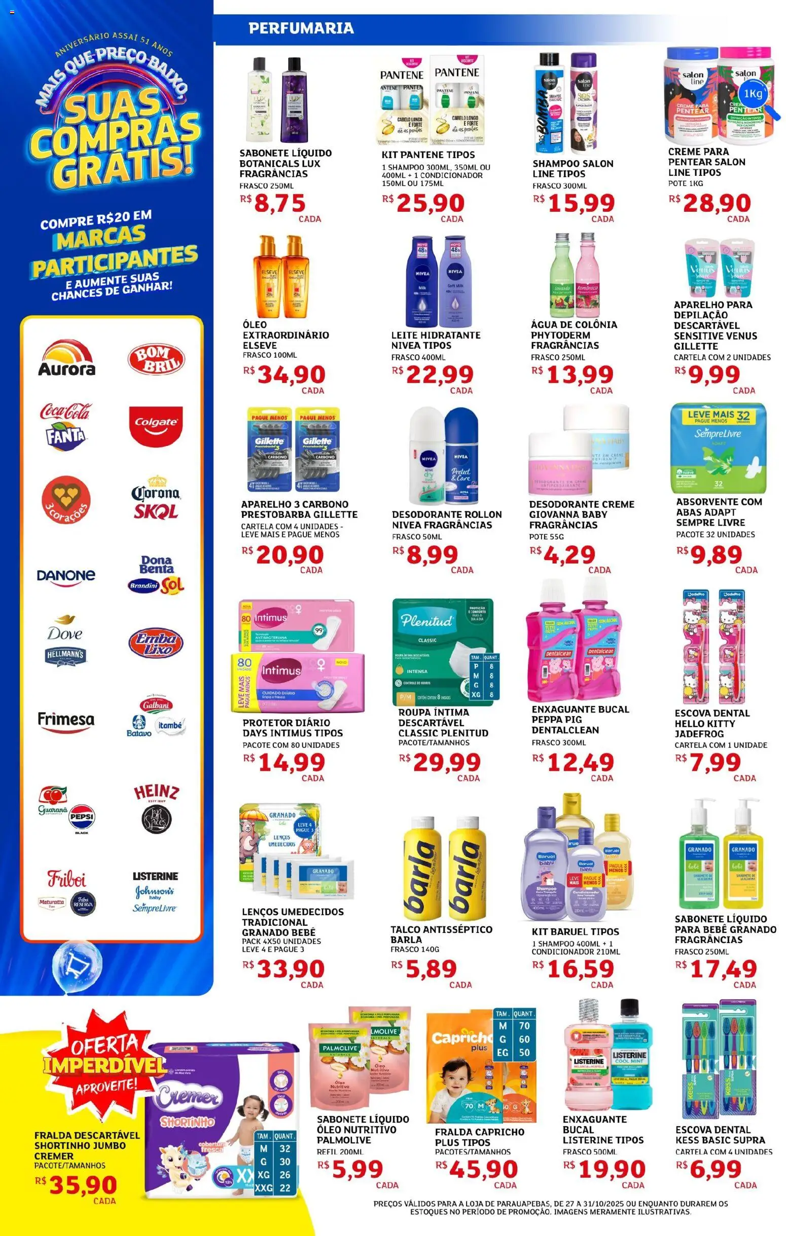 Assaí Atacadista Folheto - válido de 27.10.2025 | Página: 6 | Produtos: Escova, Guaraná, Fanta, Leite