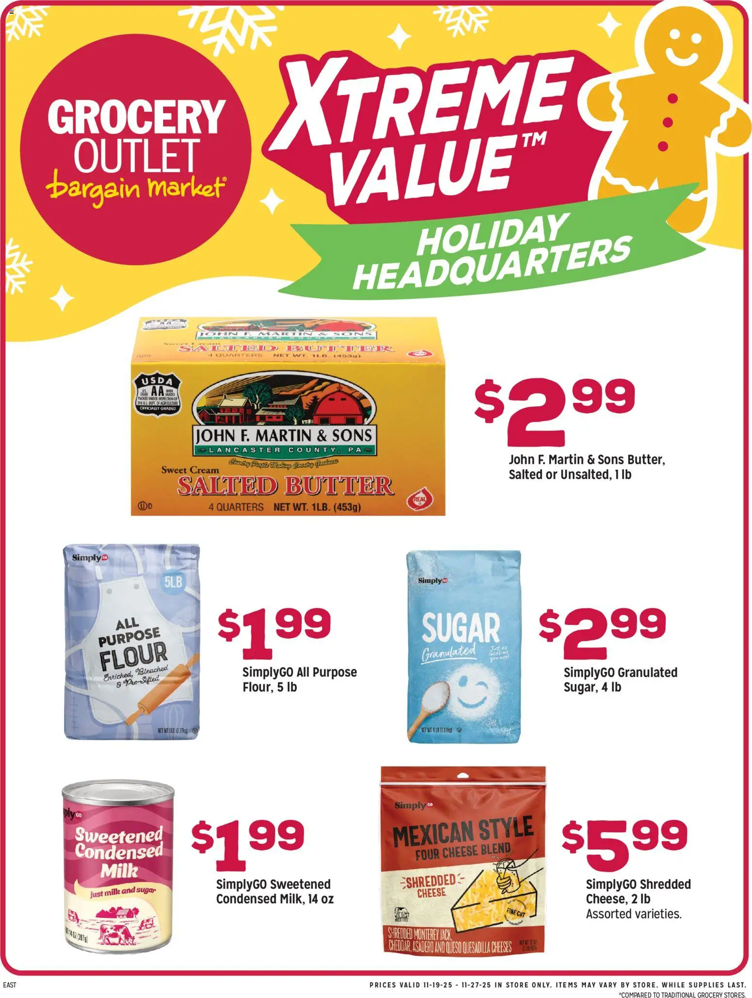 Grocery Outlet Weekly Ad - PA - valid from 19.11.2025 | Page: 4 | Products: Butter, Cheese, Cream, Sugar
