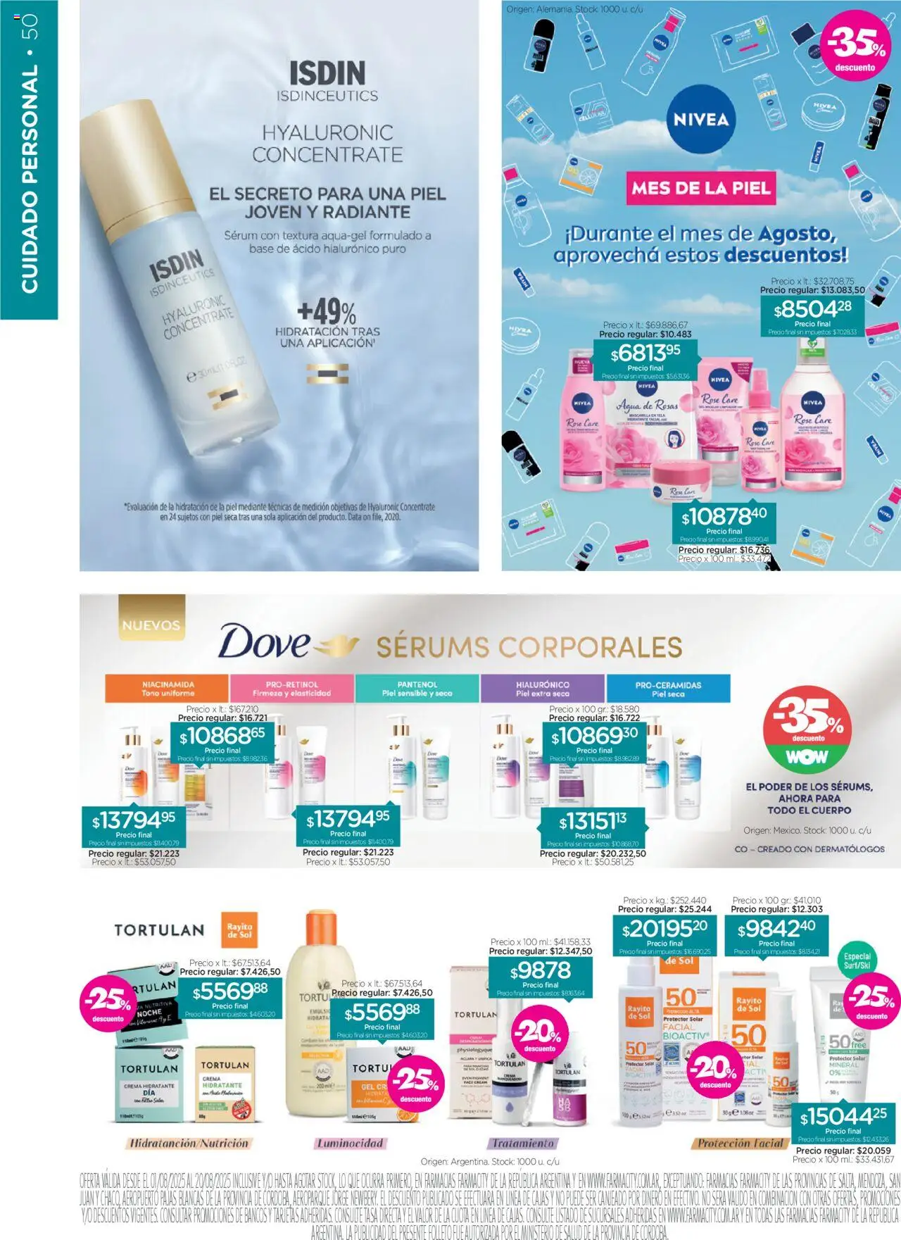 Farmacity catálogo │ válido desde el 01.08.2025 | Página: 50 | Productos: Mascarilla, Serum, Radiante, Crema