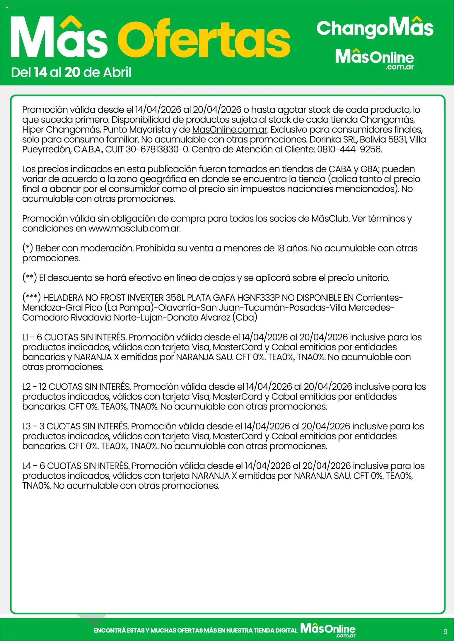 Changomas ofertas │ válido desde el 14.04.2026 | Página: 11 | Productos: Pico, Sobre, Heladera