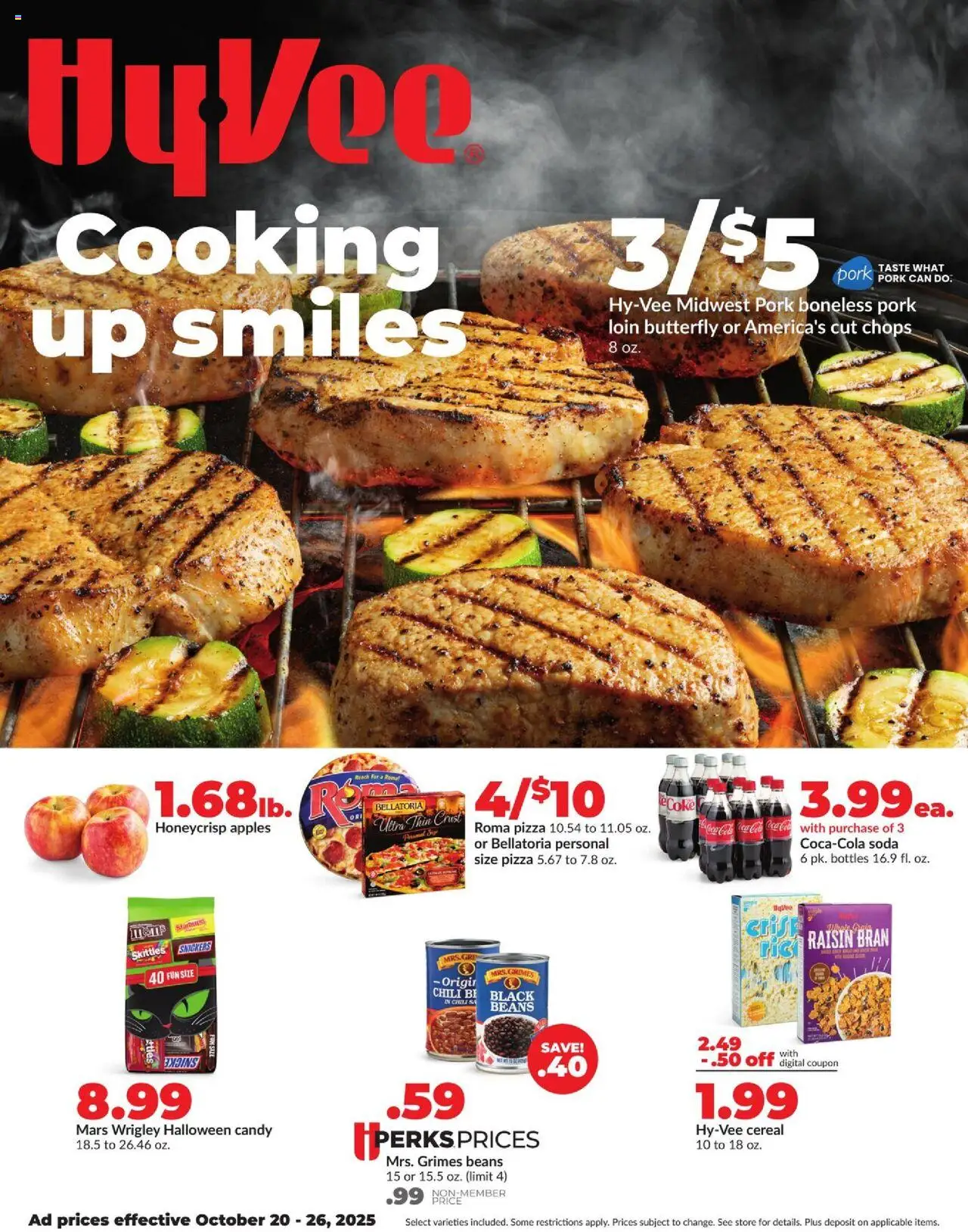 HyVee Weekly Ad - valid from 20.10.2025 | Page: 1 | Products: Pizza, Pork, Apples