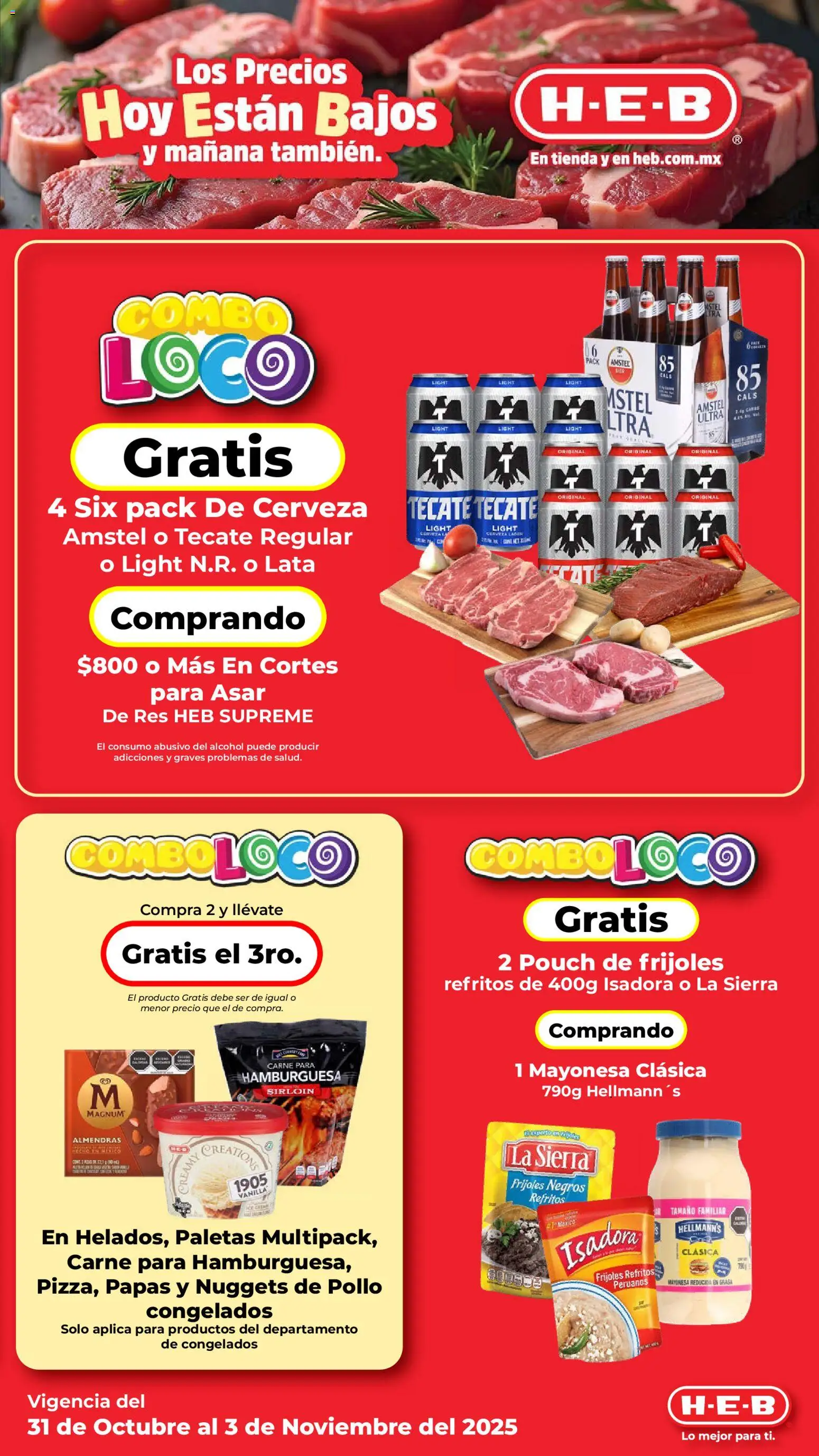Nuevas ofertas de H-E-B válidas en toda la República Mexicana desde el 31.10.2025. ¡Encuentra las mejores ofertas en H-E-B folleto! | Página: 7 | Productos: Pollo, Almendras, Res, Sierra