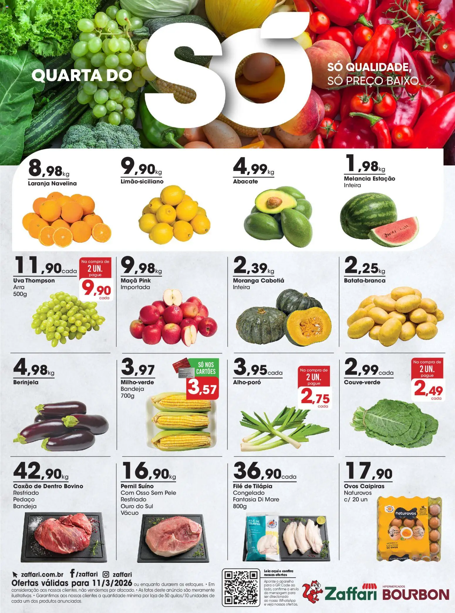 Zaffari Folheto - válido de 11.03.2026 | Página: 1 | Produtos: Berinjela, Fantasia, Tilápia, Filé de tilápia