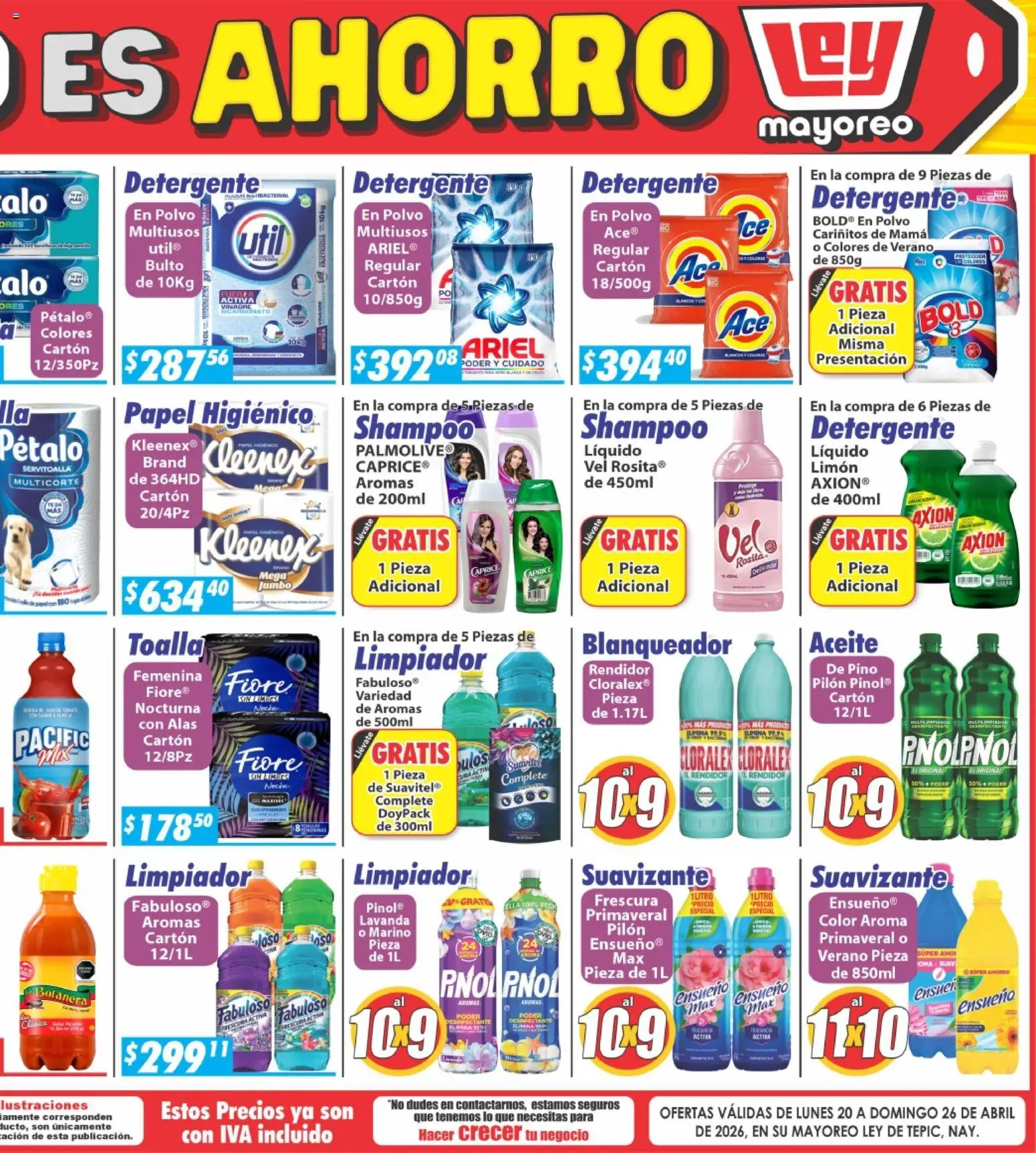 Nuevas ofertas de Casa Ley válidas en toda la República Mexicana desde el 20.04.2026. ¡Encuentra las mejores ofertas en Casa Ley folleto Tepic! | Página: 4 | Productos: Aceite, Suavizante, Limpiador, Polvo