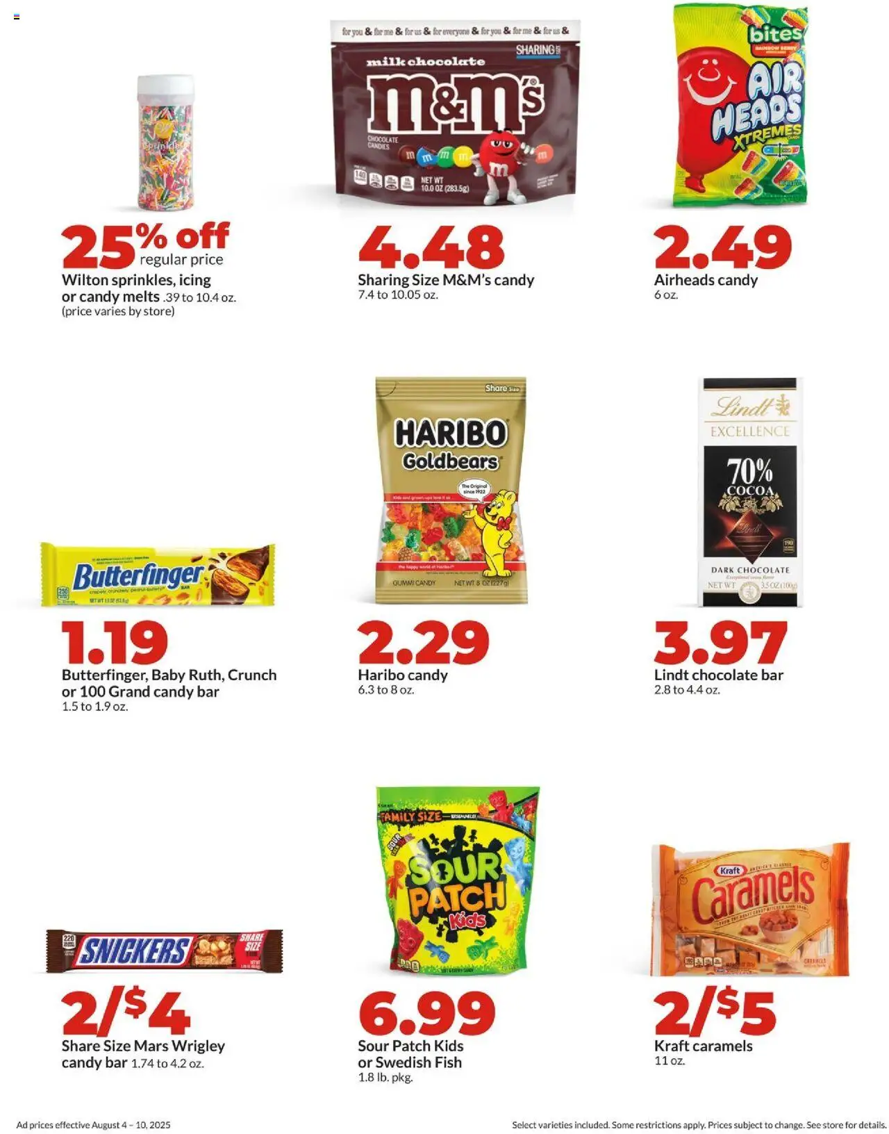 HyVee Weekly Ad - valid from 04.08.2025 | Page: 22 | Products: Milk, Chocolate, Fish, Candies