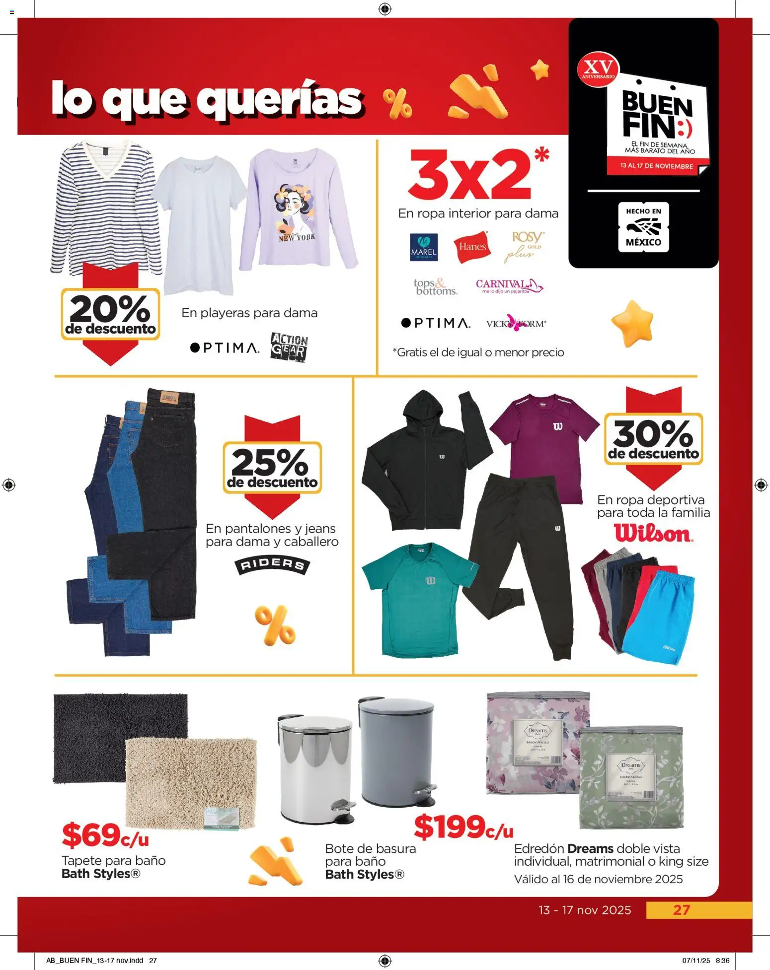 Nuevas ofertas de Chedraui válidas en toda la República Mexicana desde el 13.11.2025. ¡Encuentra las mejores ofertas en Chedraui Buen Fin! | Página: 27 | Productos: Ropa, Ropa interior, Baño, Tapete