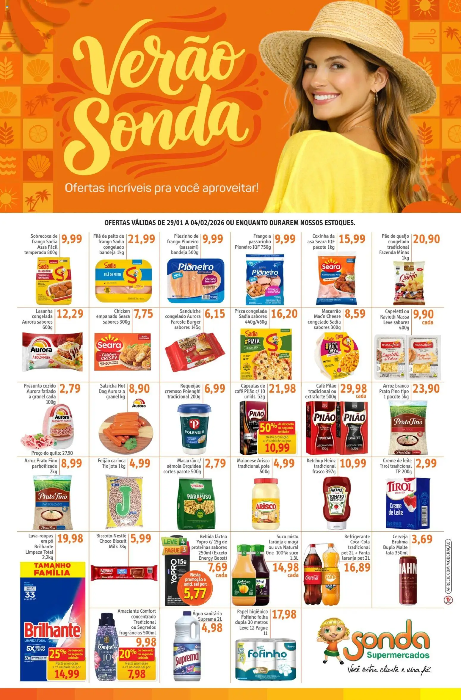 Sonda Folheto - válido de 29.01.2026 | Página: 1 | Produtos: Café, Presunto, Creme de leite, Frango