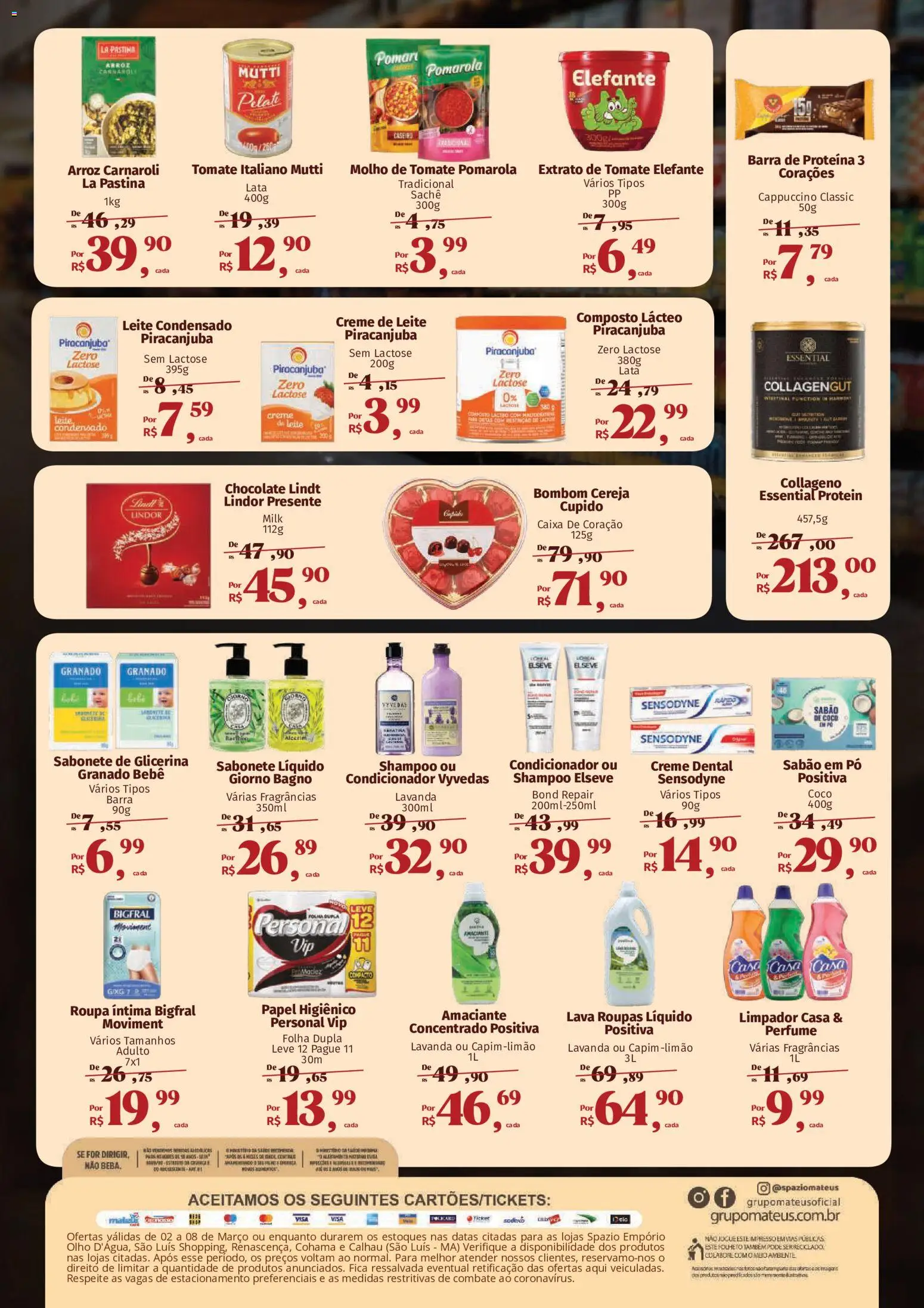 Mateus Folheto - válido de 02.03.2026 | Página: 2 | Produtos: Perfume, Sabão em pó, Creme, Amaciante