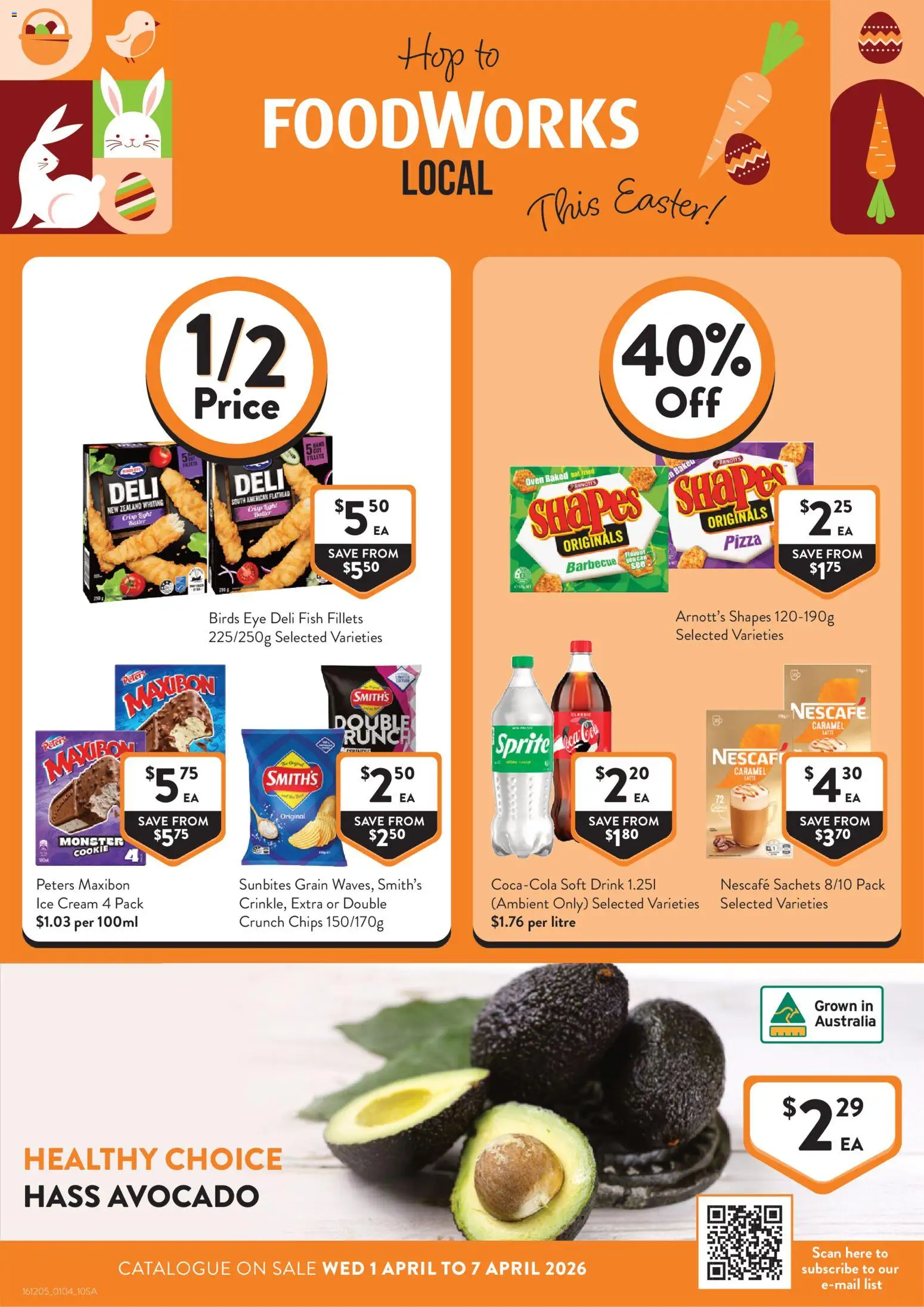 Foodworks catalogue - valid from 01.04.2026 | Page: 1 | Products: Light, Chips, Cream, Avocado