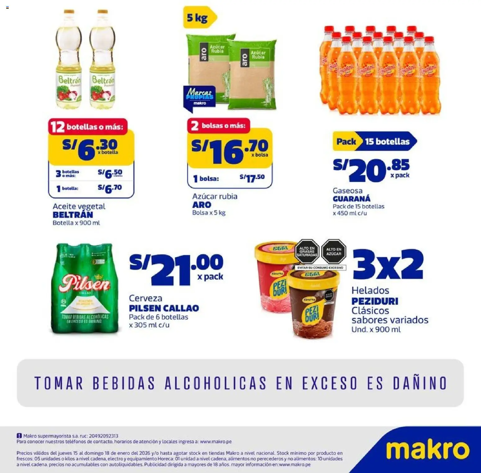 Catálogo Makro válido desde 15.01.2026 | Página: 2 | Productos: Aceite, Cerveza, Bolsa