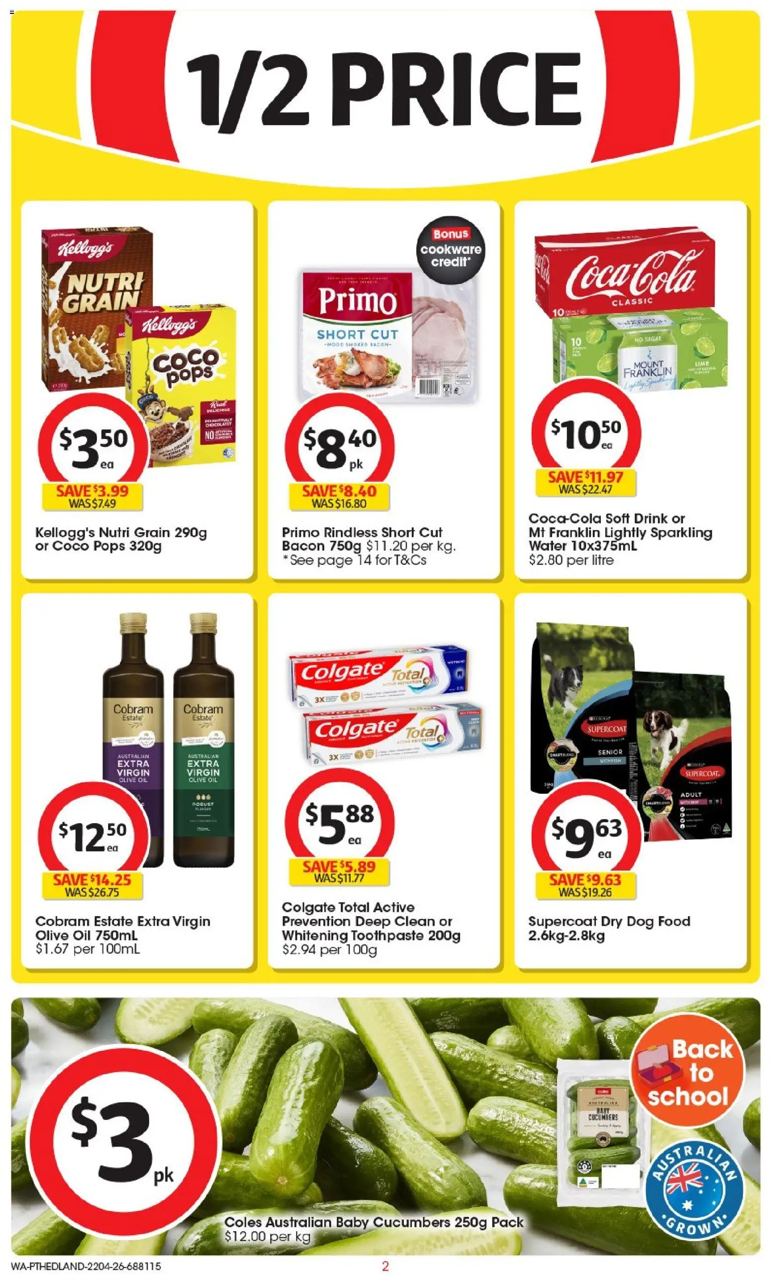 Coles catalogue - valid from 22.04.2026 | Page: 2 | Products: Coca Cola, Dog food, Water, Lime