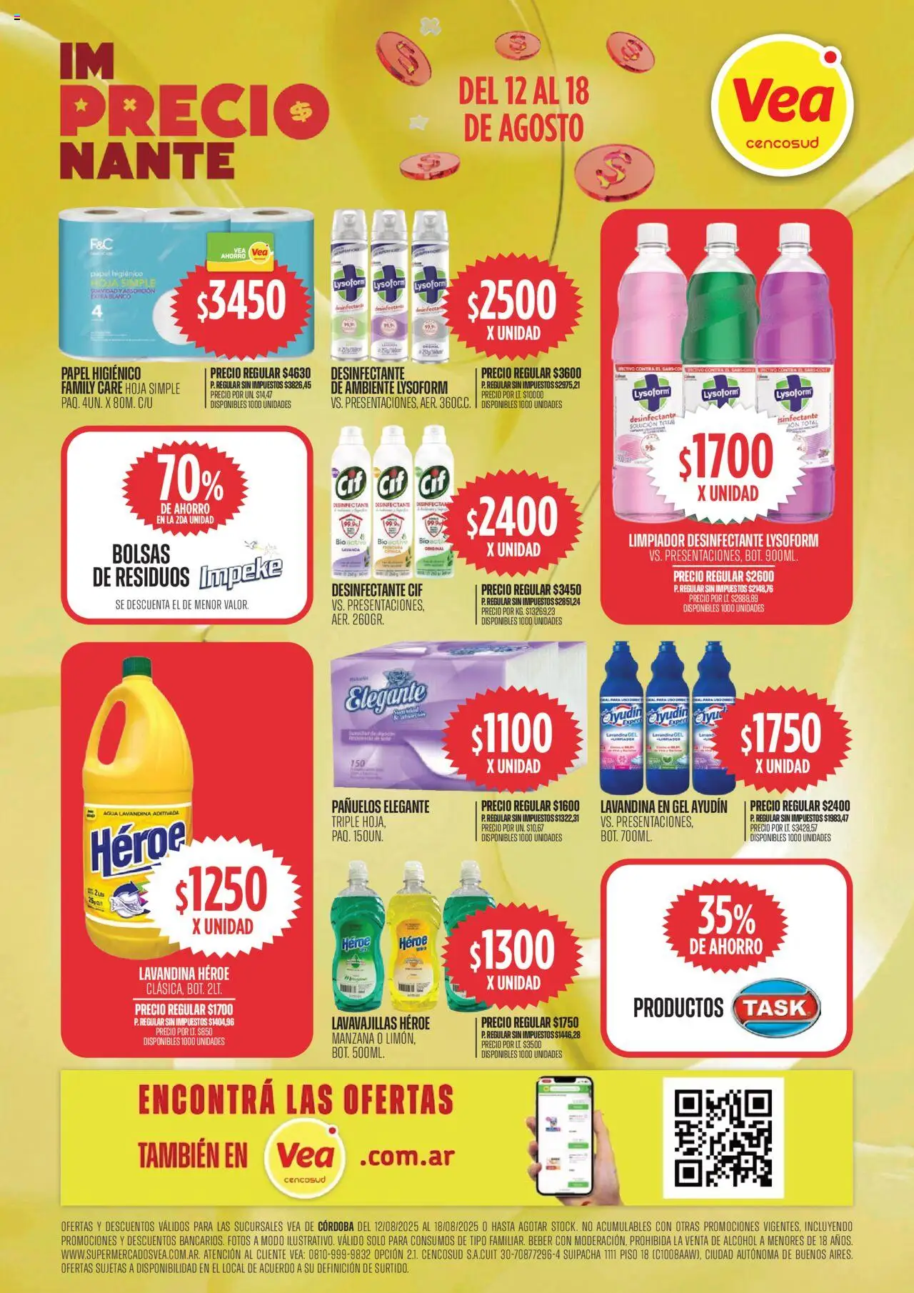 Vea - Oferta imPRECIOnante Córdoba │ válido desde el 12.08.2025 | Página: 7 | Productos: Papel higiénico, Lavavajillas, Manzana, Agua