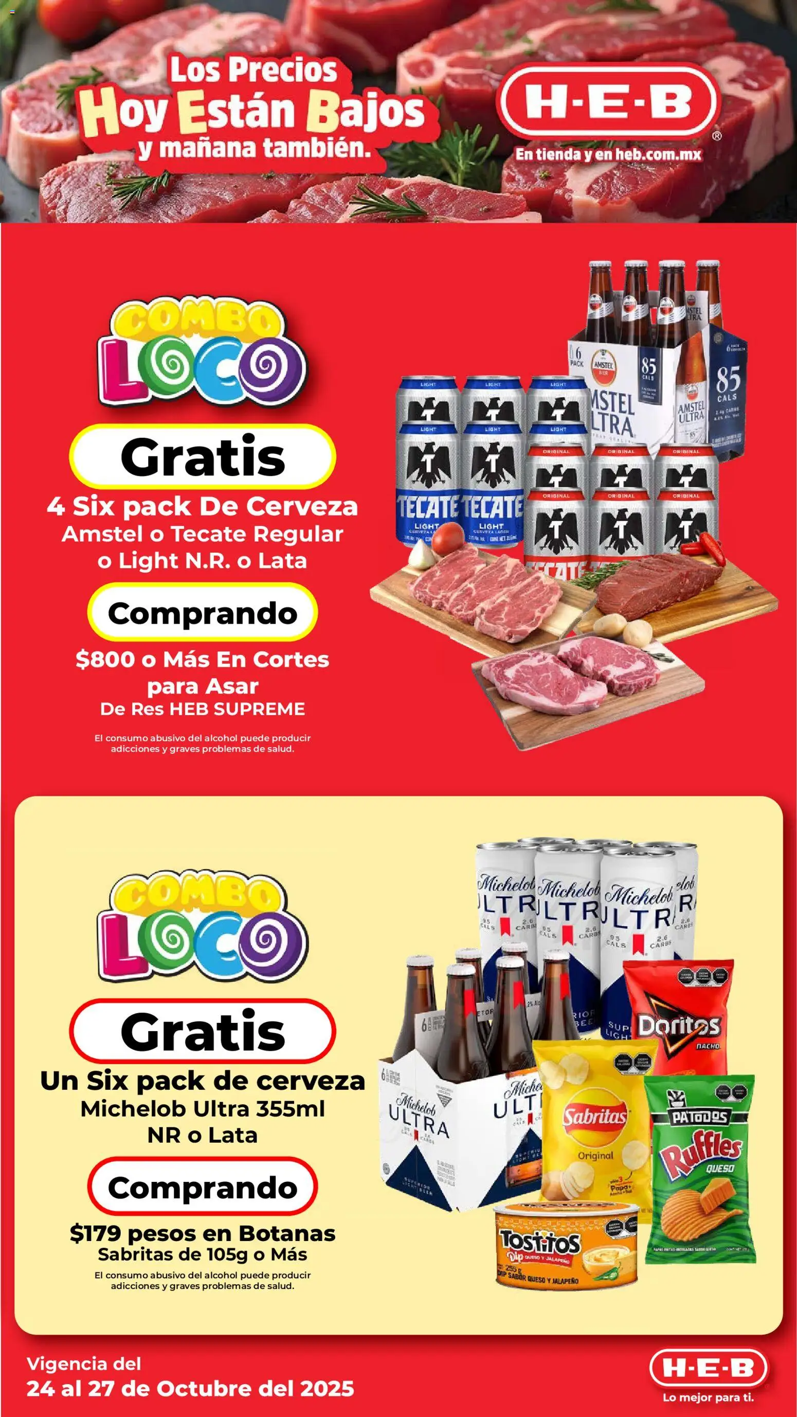 Nuevas ofertas de H-E-B válidas en toda la República Mexicana desde el 24.10.2025. ¡Encuentra las mejores ofertas en H-E-B folleto! | Página: 3 | Productos: Queso, Cerveza, Res