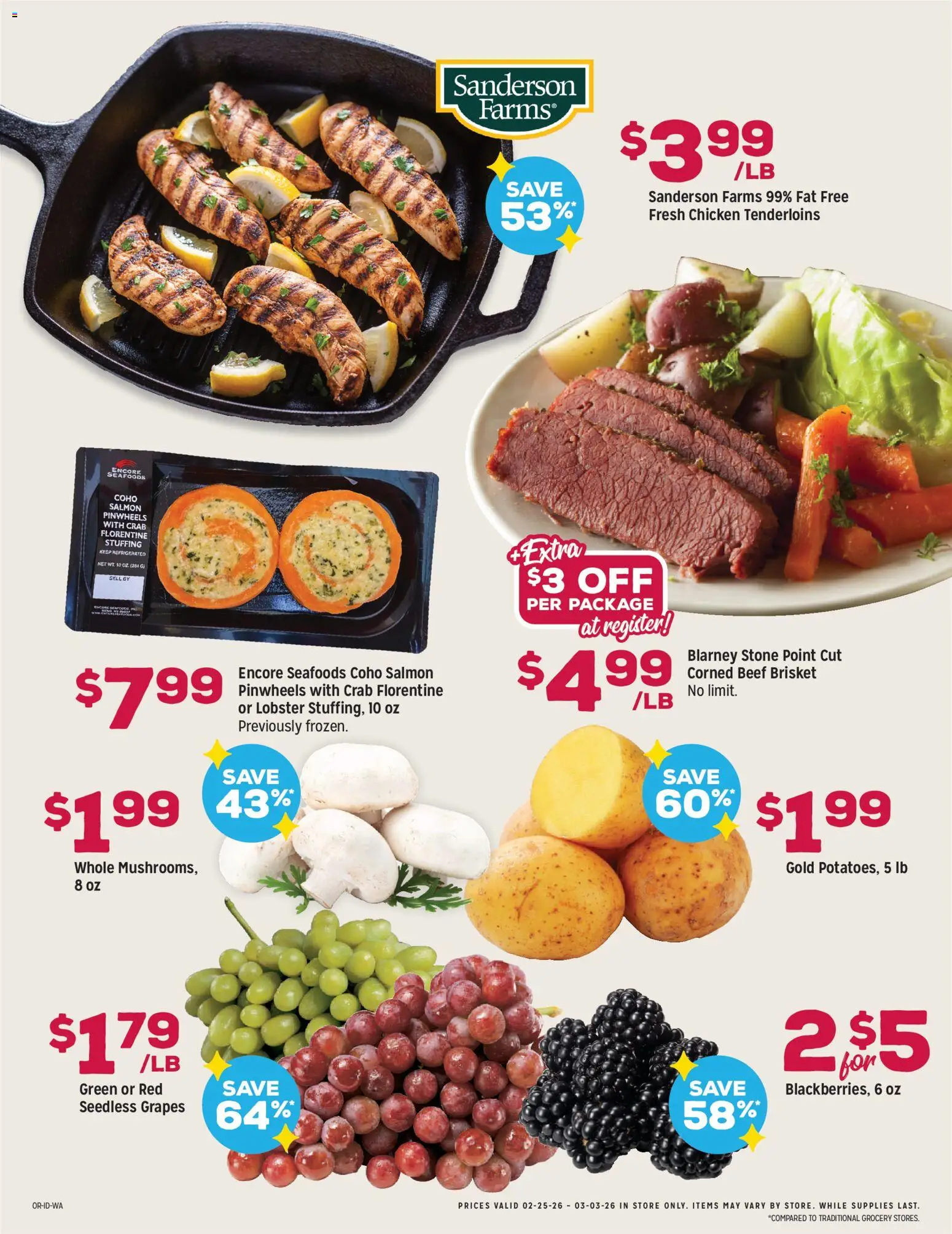 Grocery Outlet Weekly Ad - WA - valid from 25.02.2026 | Page: 2 | Products: Beef, Grapes