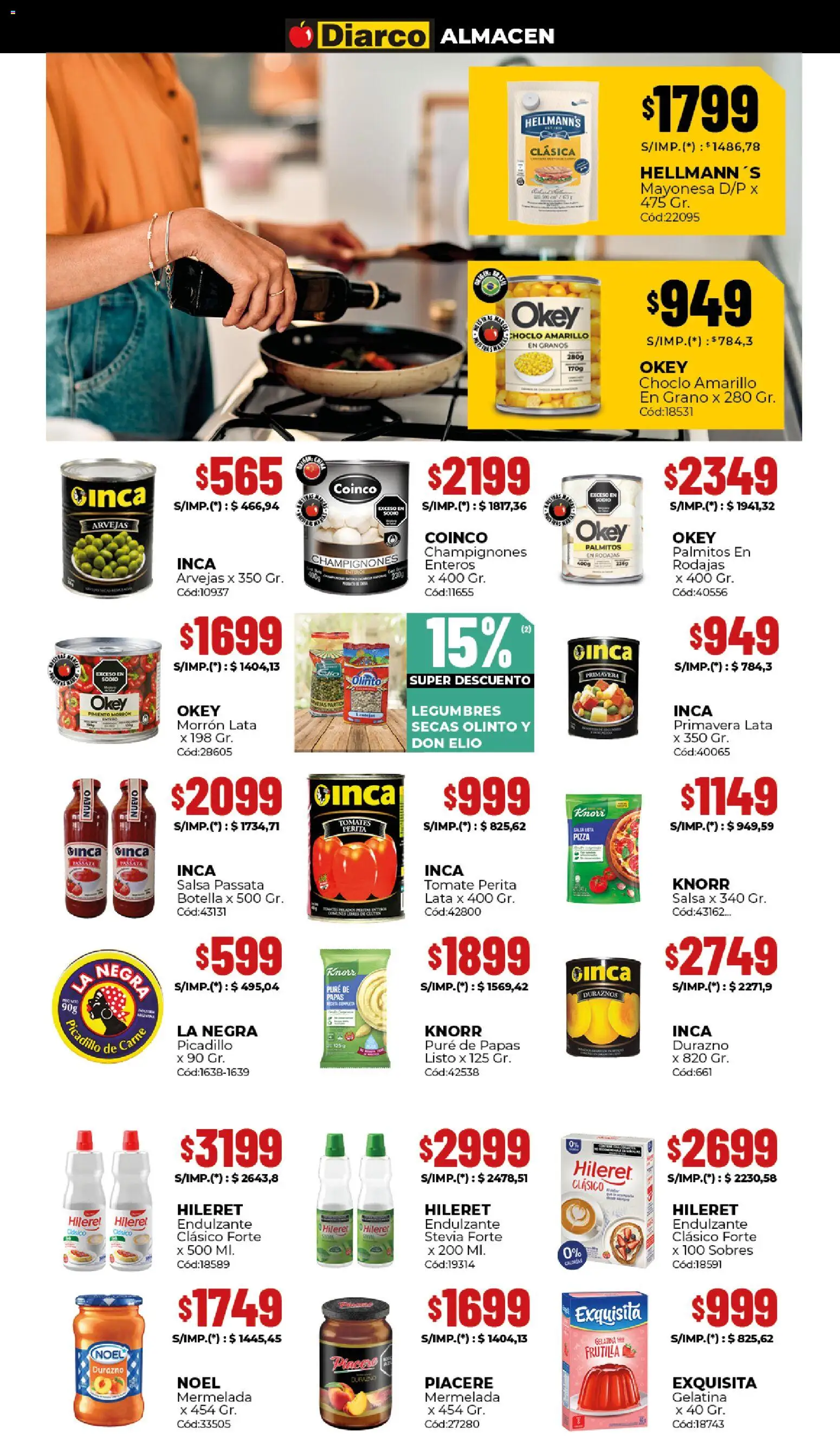 Diarco ofertas │ válido desde el 16.03.2026 | Página: 3 | Productos: Choclo, Frutilla, Mayonesa, Palmitos