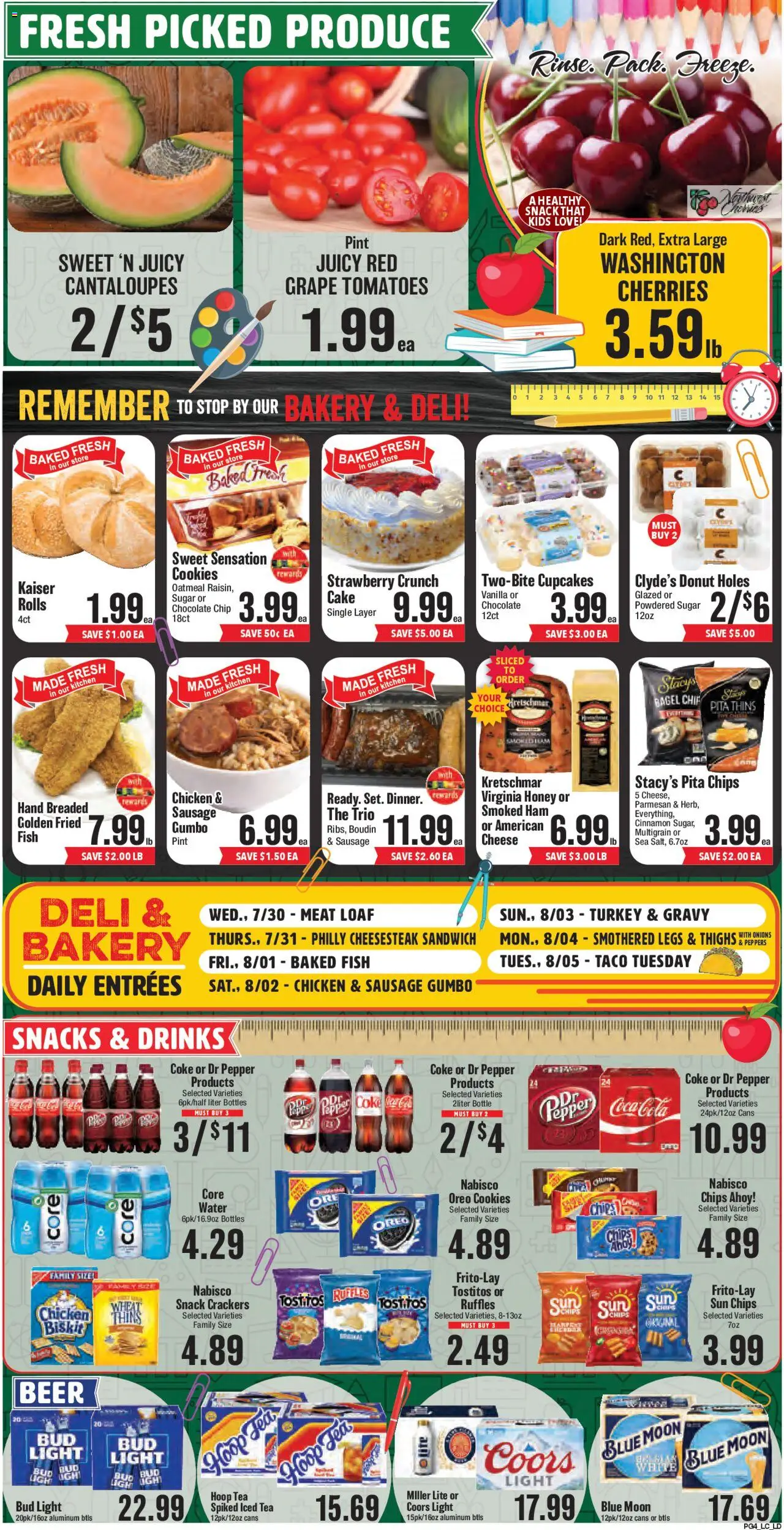 Market Basket Leesville, Many - valid from 30.07.2025 | Page: 4 | Products: Cherries, Cheese, Ham, Chocolate Chip