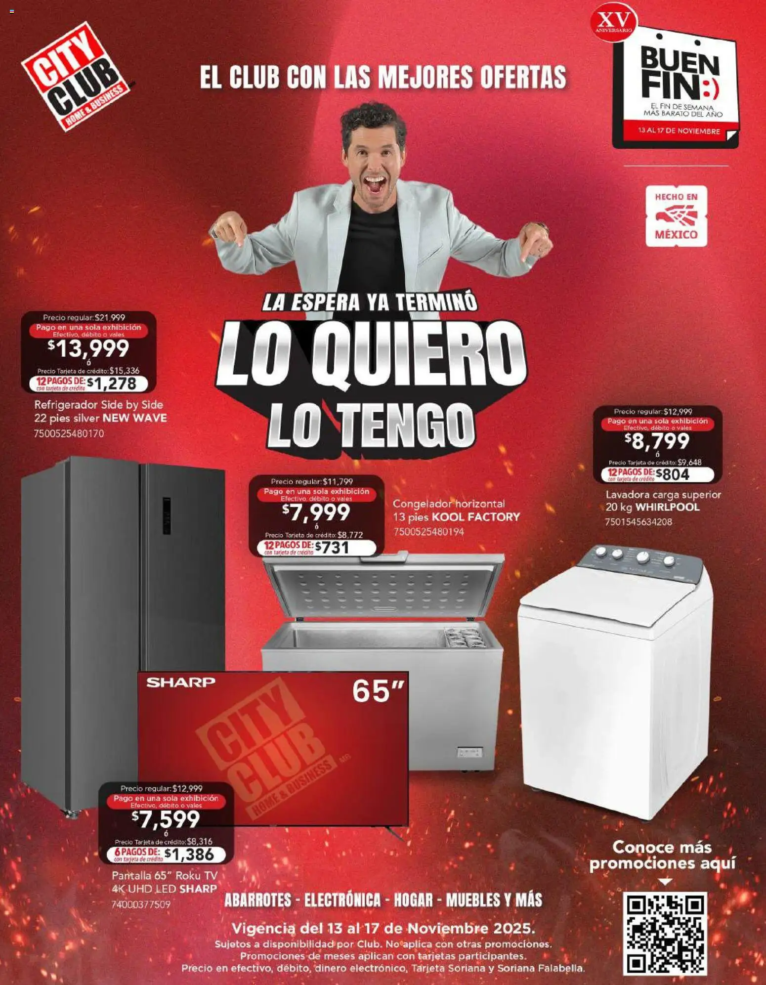 Nuevas ofertas de City Club válidas en toda la República Mexicana desde el 12.11.2025. ¡Encuentra las mejores ofertas en City Club Buen Fin! | Página: 1 | Productos: Refrigerador, Congelador, Lavadora