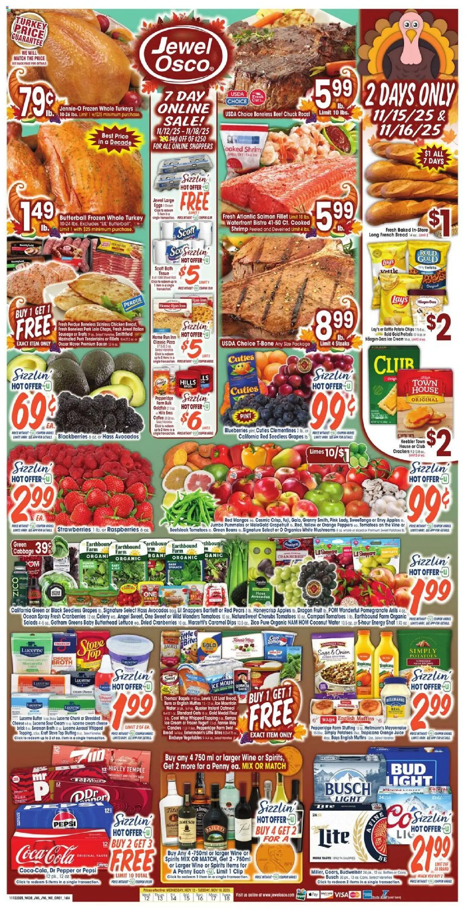 Jewel Osco Weekly Ad - IA - valid from 12.11.2025 | Page: 1 | Products: Pizza, Pork, Vegetables, Mayonnaise