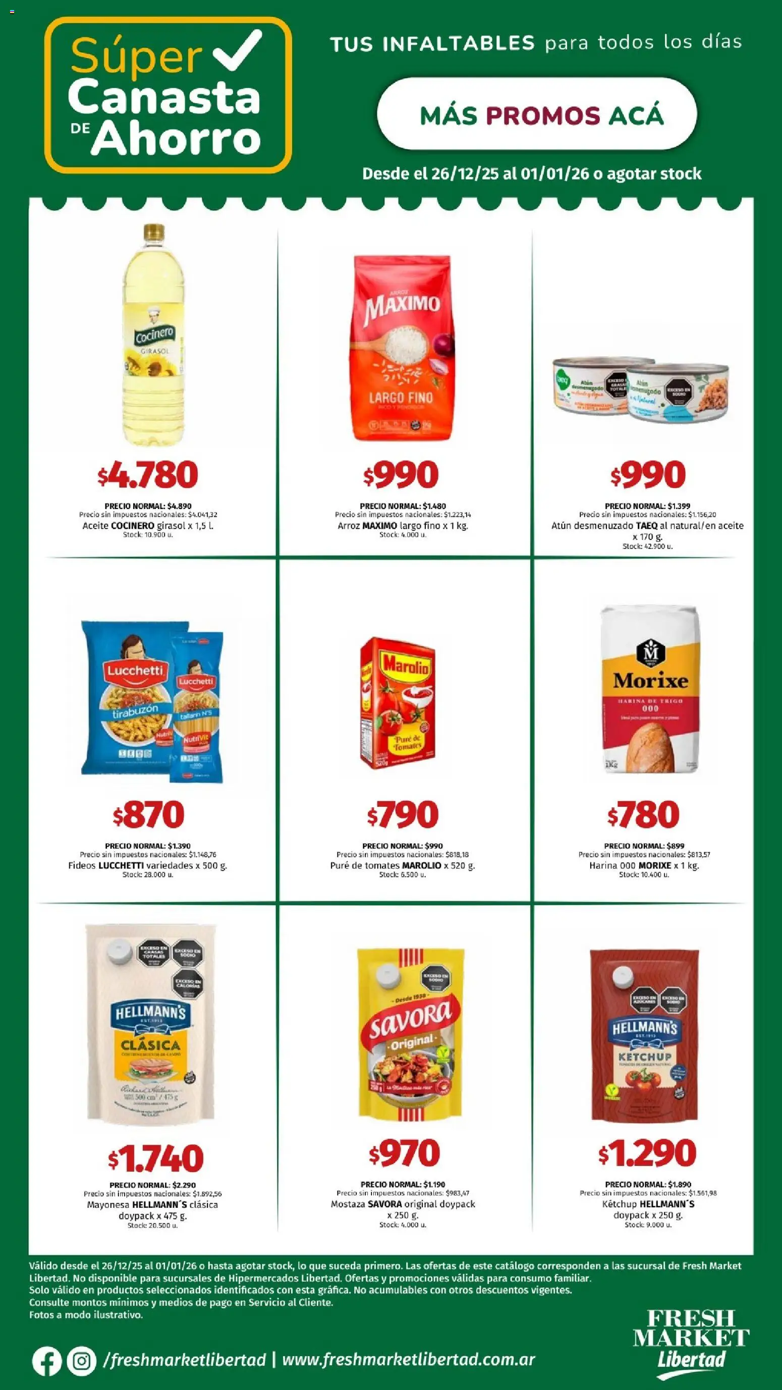 Hipermercado Libertad - CANASTA  │ válido desde el 26.12.2025 | Página: 1 | Productos: Ketchup, Atún, Tomates, Fideos