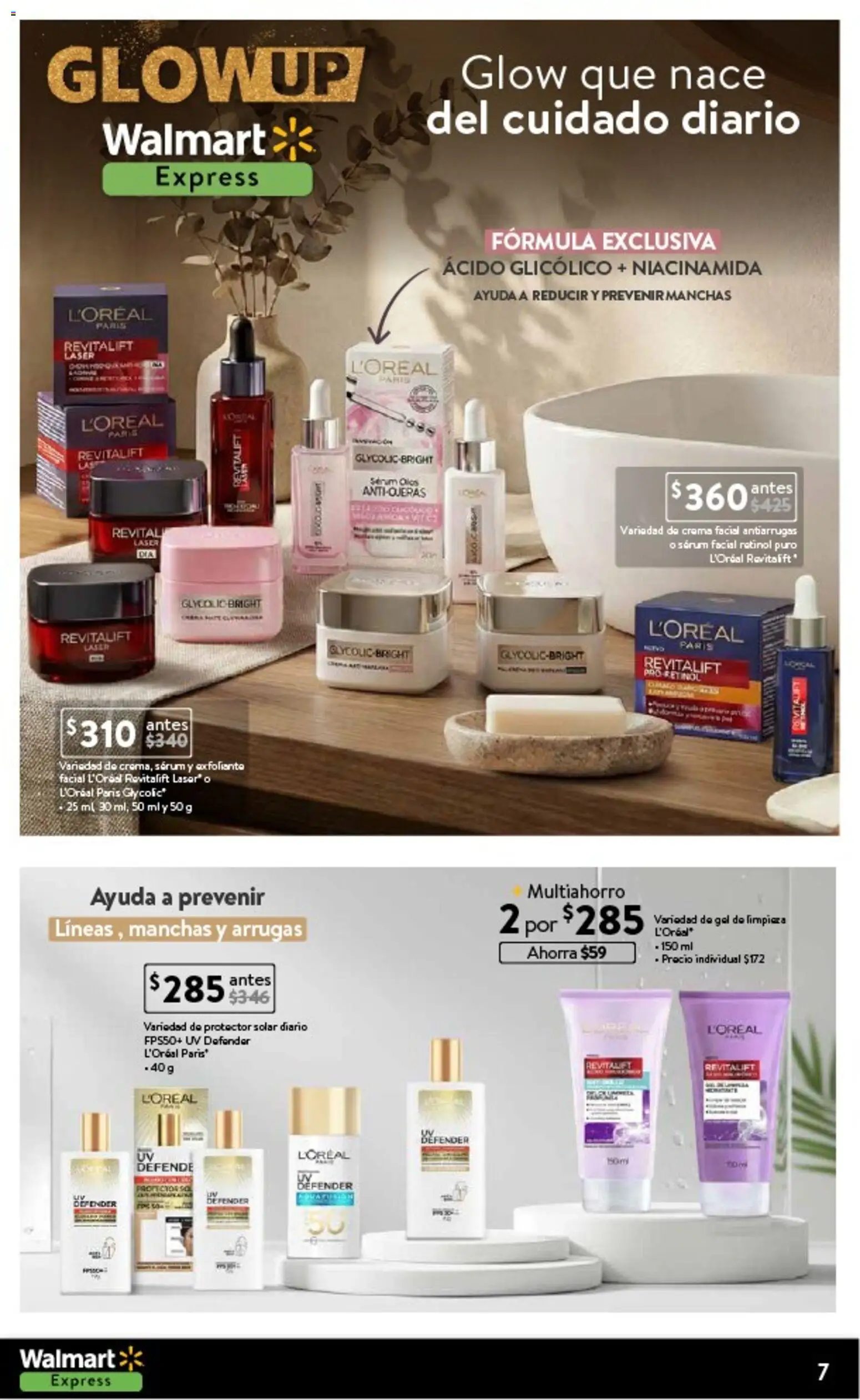 Nuevas ofertas de Walmart Express válidas en toda la República Mexicana desde el 11.02.2026. ¡Encuentra las mejores ofertas en Walmart Express folleto! | Página: 7 | Productos: Serum, Crema, Exfoliante facial, Protector solar
