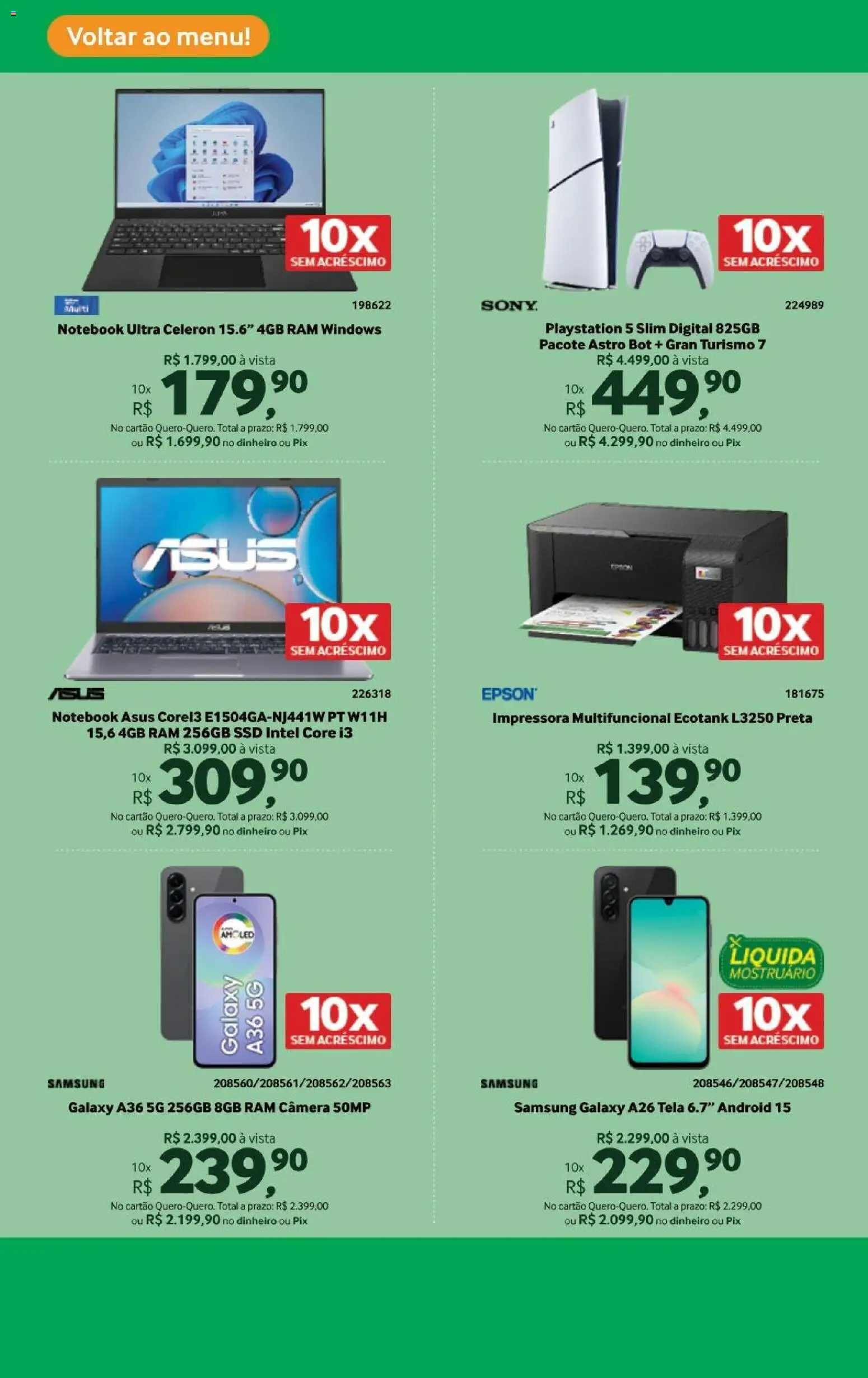 Lojas Quero-Quero Folheto - válido de 16.03.2026 | Página: 17 | Produtos: Notebook, Playstation 5, Impressora, Câmera