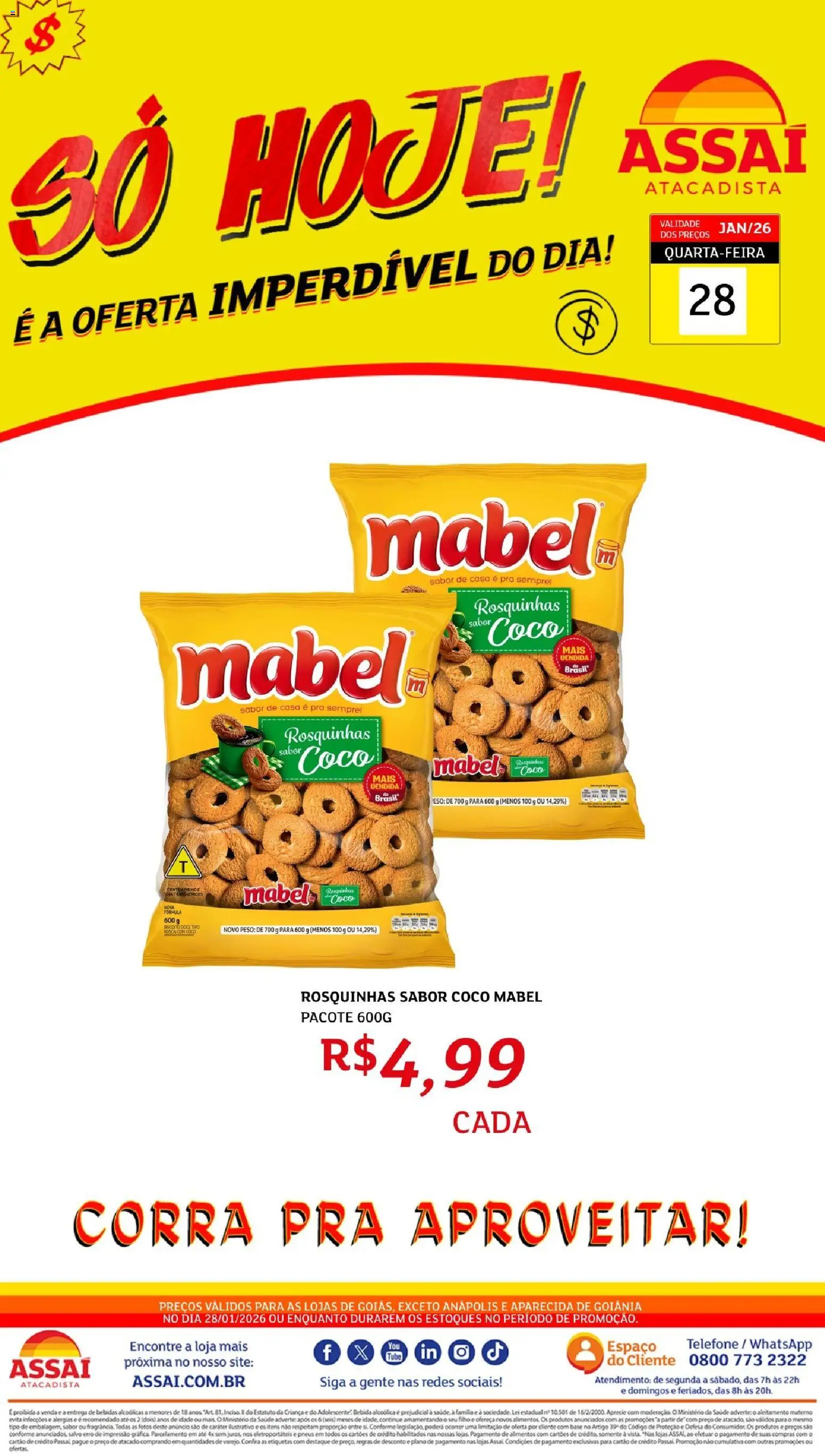 Assaí Atacadista Folheto - válido de 28.01.2026 | Página: 1 | Produtos: Coco, Pneus, Base, Telefone