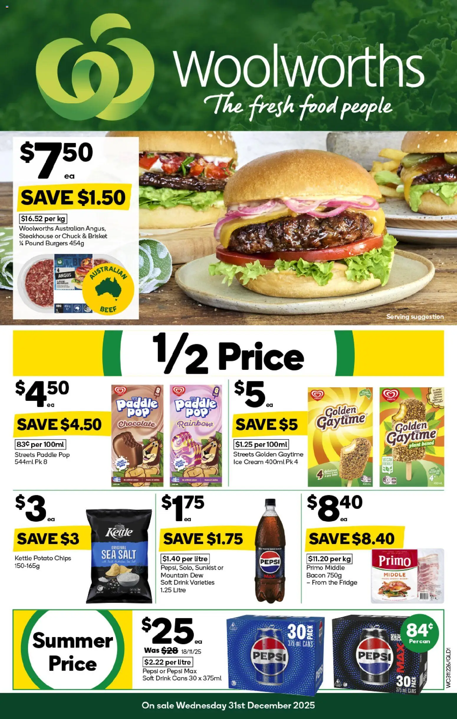 Woolworths catalogue - valid from 31.12.2025 | Page: 1 | Products: Chips, Ice cream, Pepsi Max, Kettle