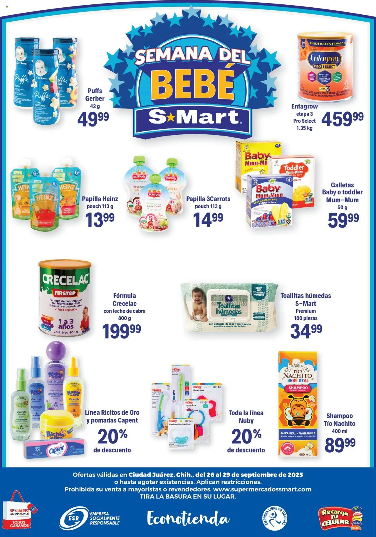 Nuevas ofertas de S-Mart válidas en toda la República Mexicana desde el 26.09.2025. ¡Encuentra las mejores ofertas en S-Mart - Folleto de Feria - Juarez! | Página: 6 | Productos: Fresa, Avena, Toallitas húmedas, Arroz