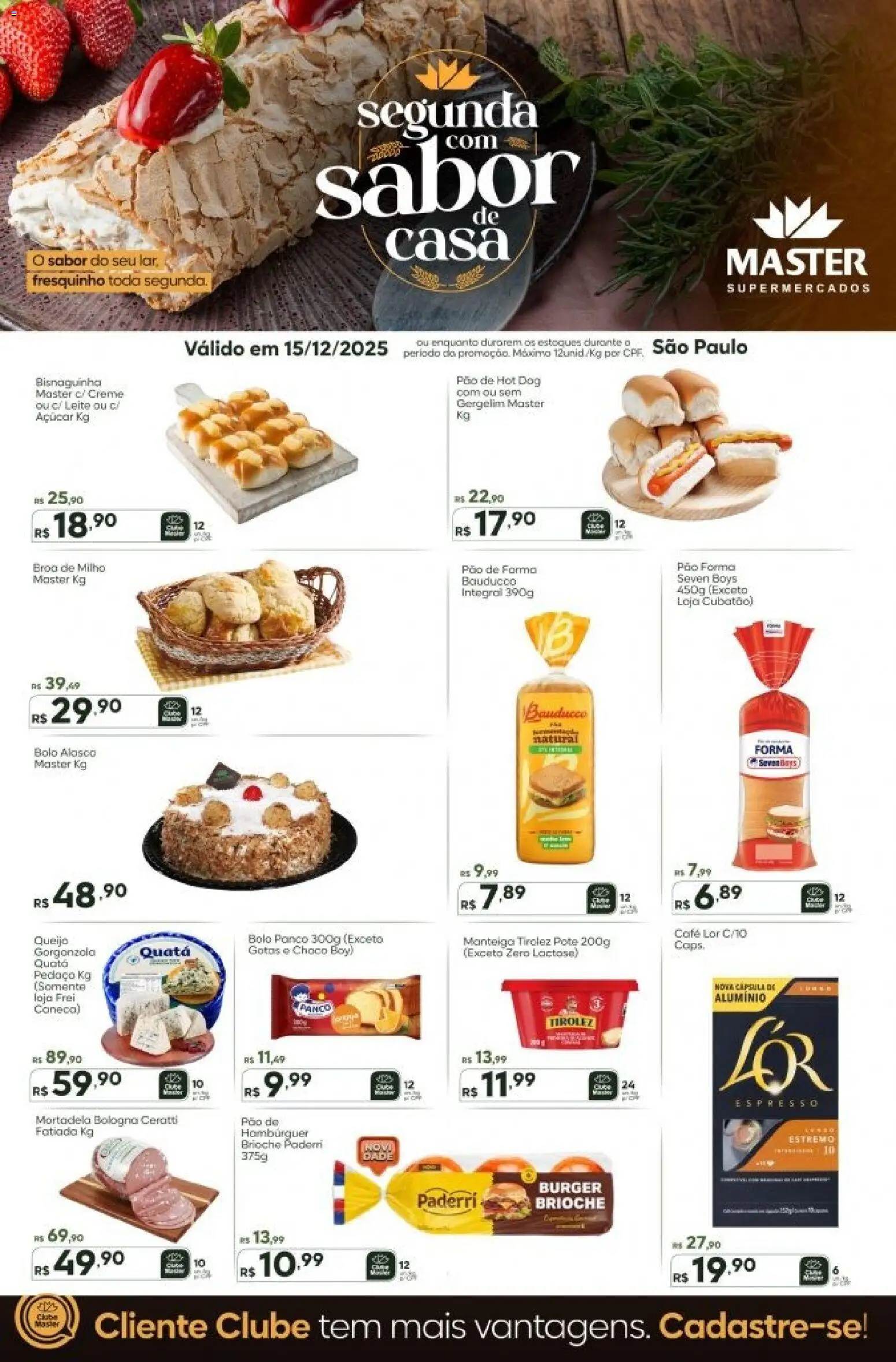 Master Folheto - válido de 15.12.2025 | Página: 1 | Produtos: Leite, Café, Bolo, Creme