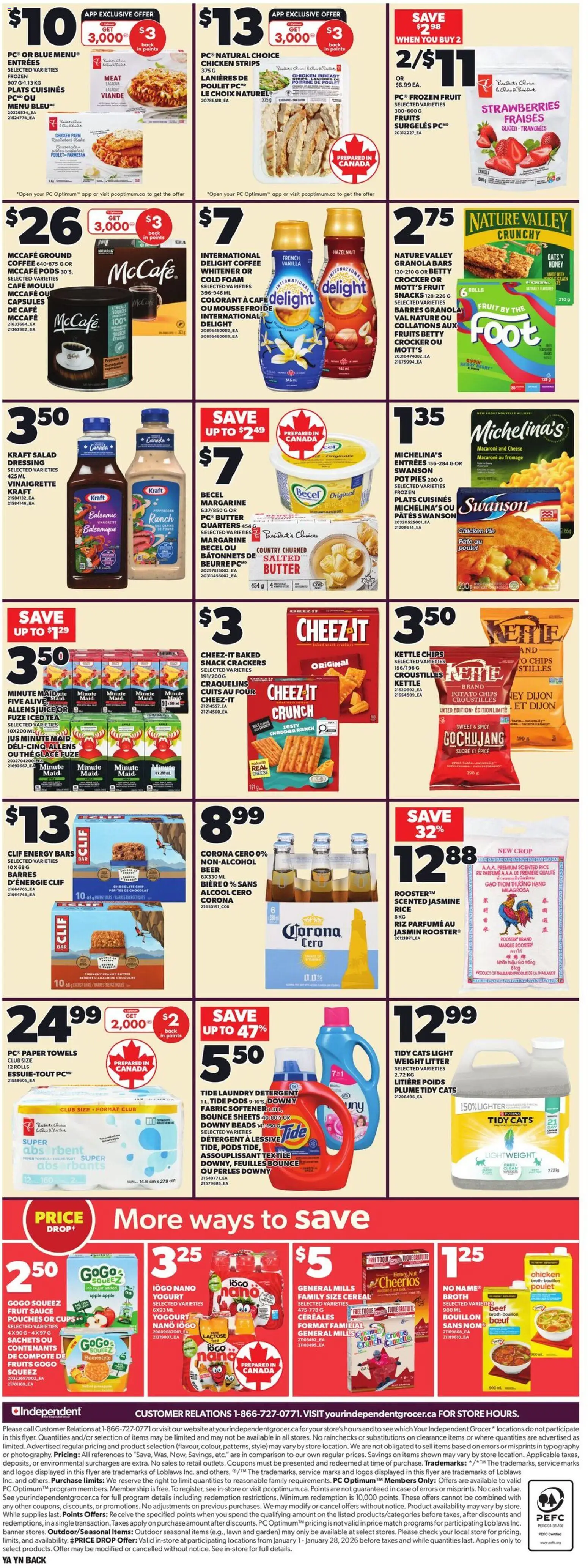 Independent Grocer flyer valid from 01.01.2026 | Page: 2 | Products: Strawberries, Kettle, Detergent, Chocolate