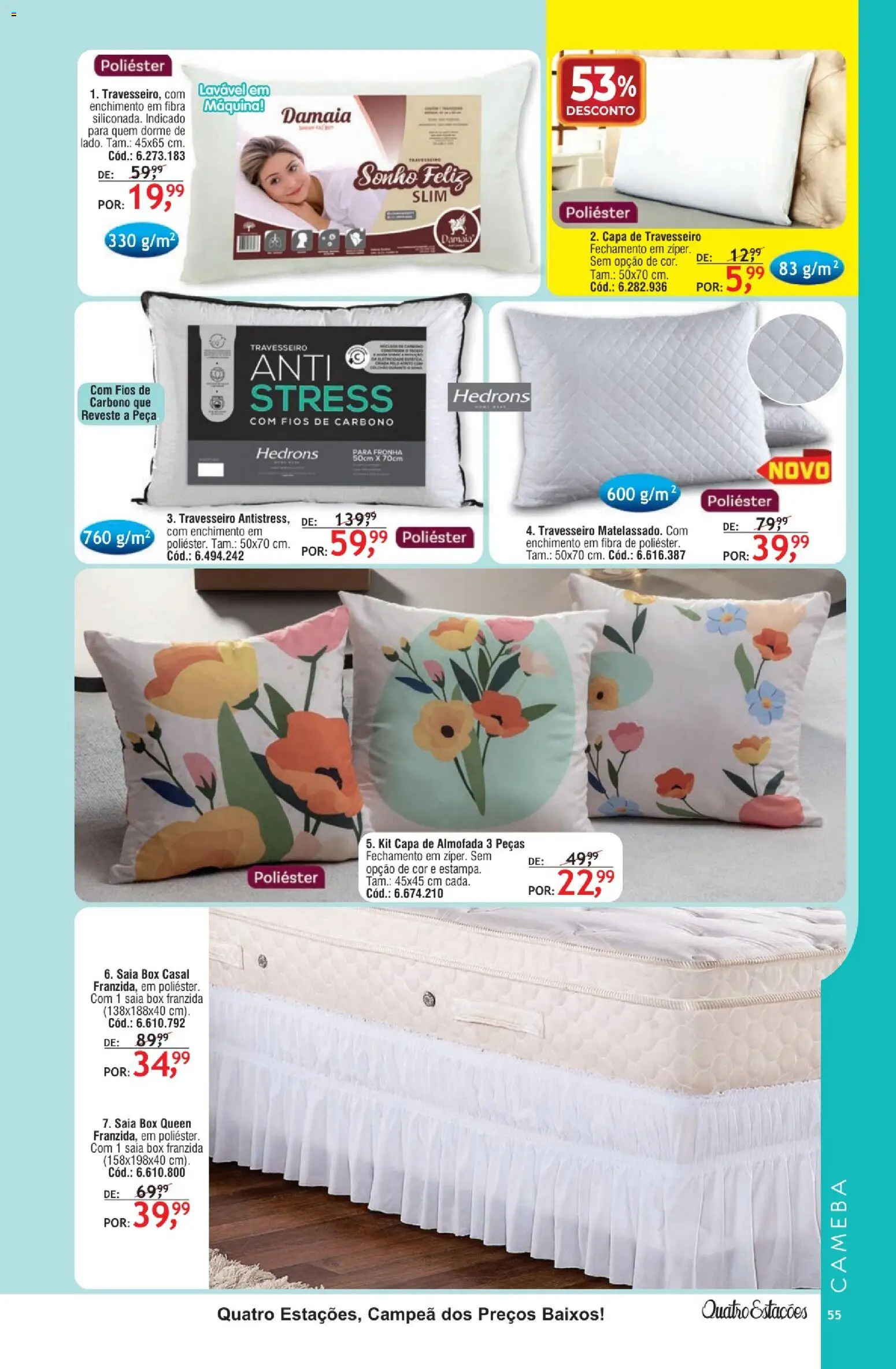 Quatro Estações Folheto - válido de 01.05.2026 | Página: 51 | Produtos: Travesseiro, Almofada, Capa de travesseiro, Fronha